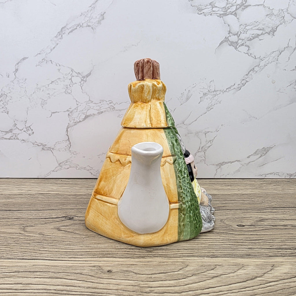 Figurative Tent Teapot Folk Art Ceramic Decorative Collectible Display Piece Vintage Style Ornamental