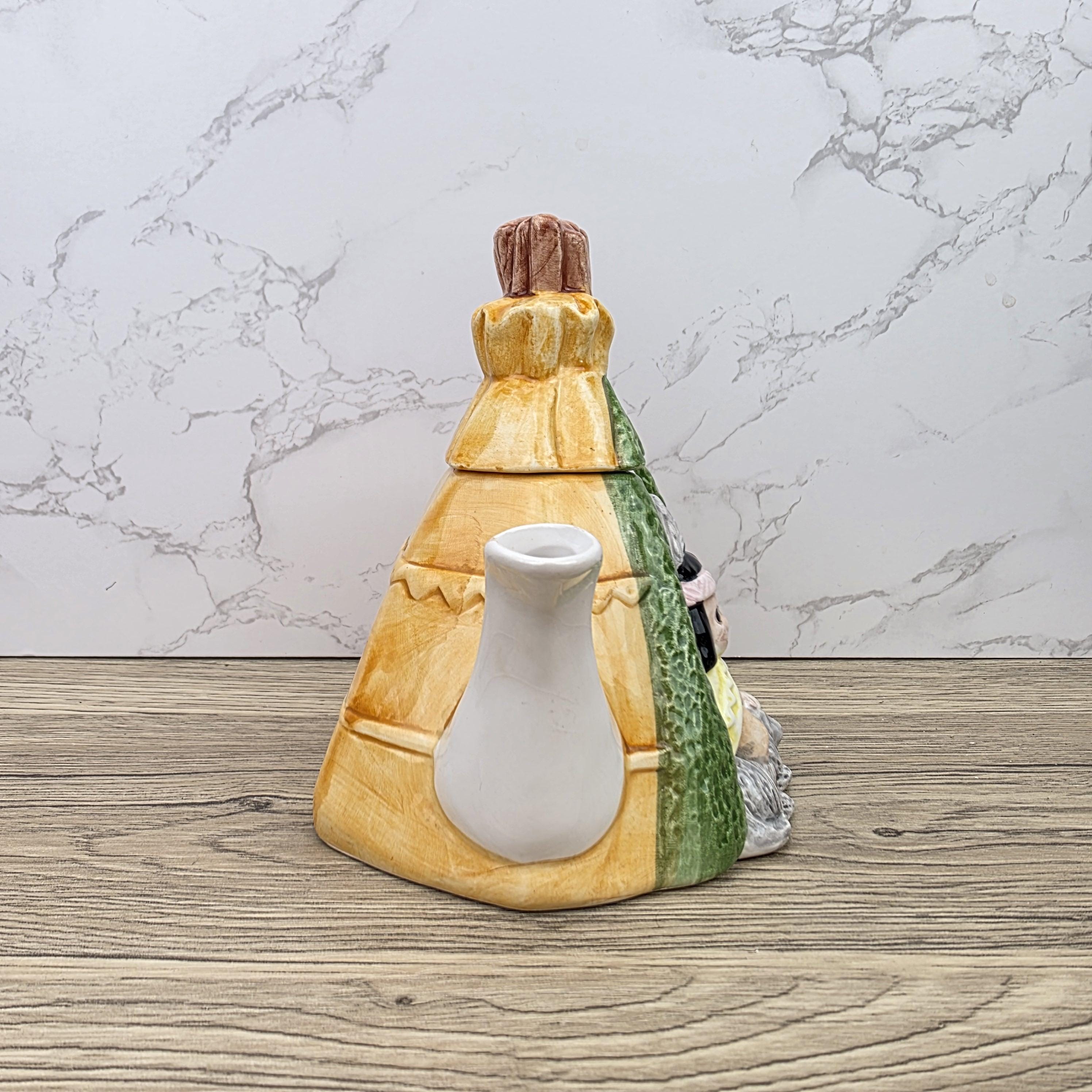 Figurative Tent Teapot Folk Art Ceramic Decorative Collectible Display Piece Vintage Style Ornamental