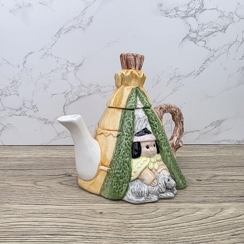 Figurative Tent Teapot Folk Art Ceramic Decorative Collectible Display Piece Vintage Style Ornamental