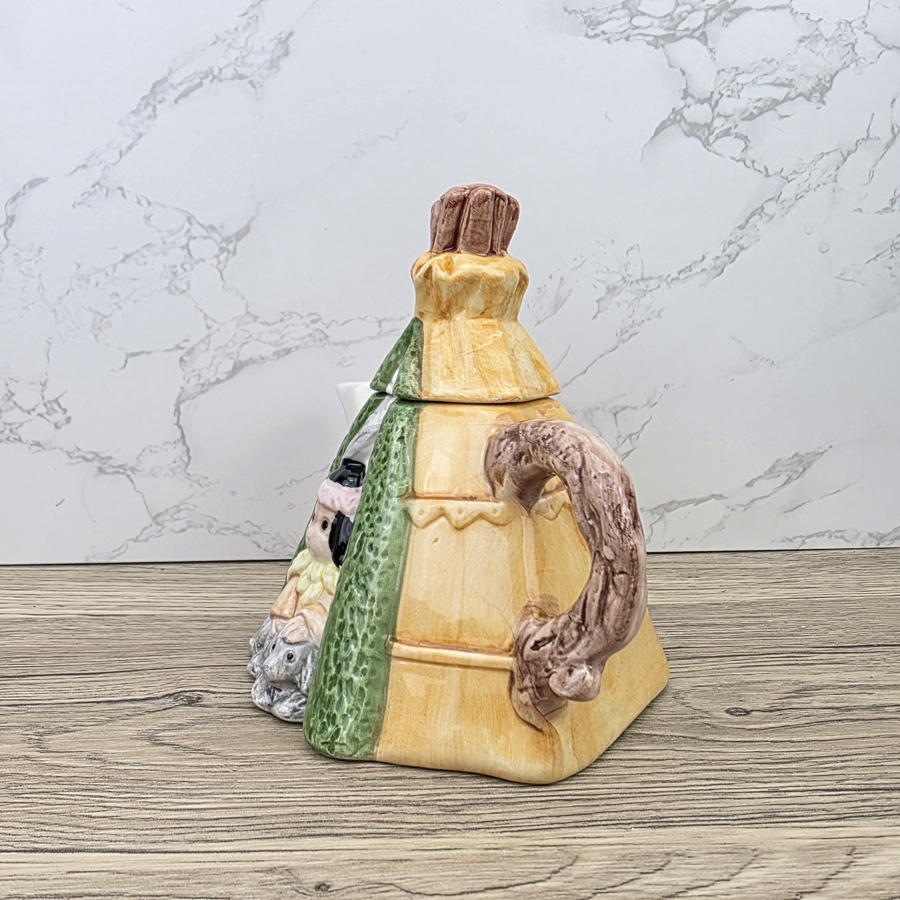 Figurative Tent Teapot Folk Art Ceramic Decorative Collectible Display Piece Vintage Style Ornamental