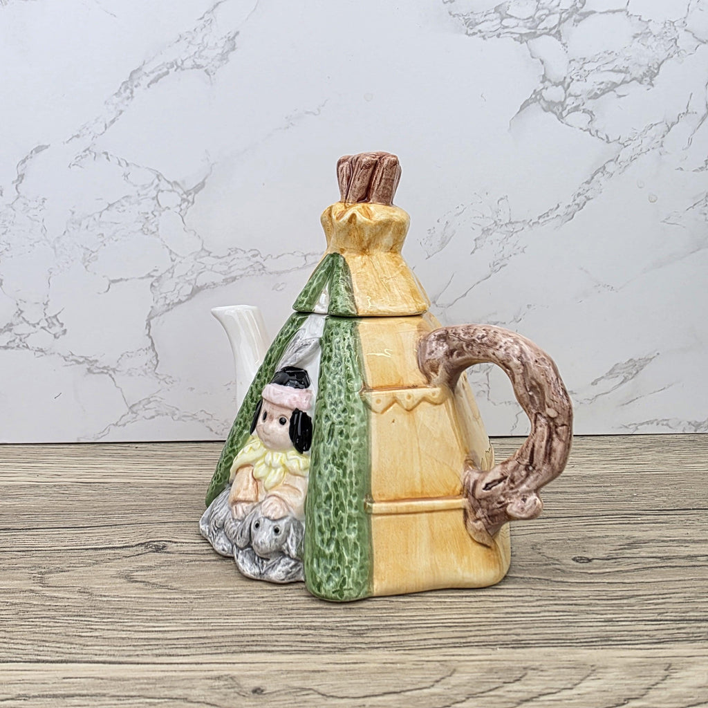 Figurative Tent Teapot Folk Art Ceramic Decorative Collectible Display Piece Vintage Style Ornamental