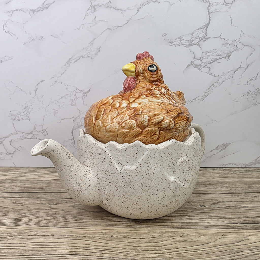 Ceramic Chicken Teapot Figurine Vintage Hen Novelty Tea Pot Country Kitchen Collectible Mid Century