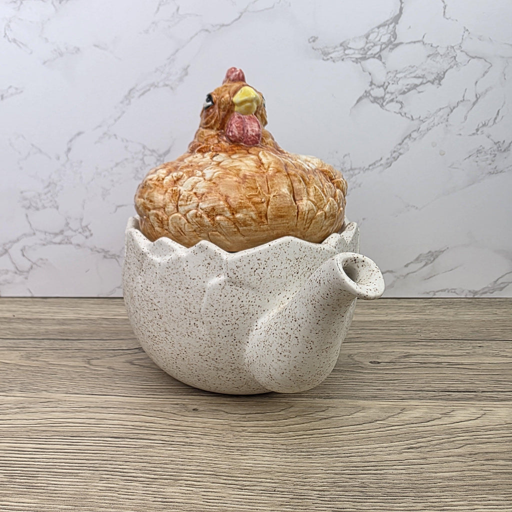 Ceramic Chicken Teapot Figurine Vintage Hen Novelty Tea Pot Country Kitchen Collectible Mid Century