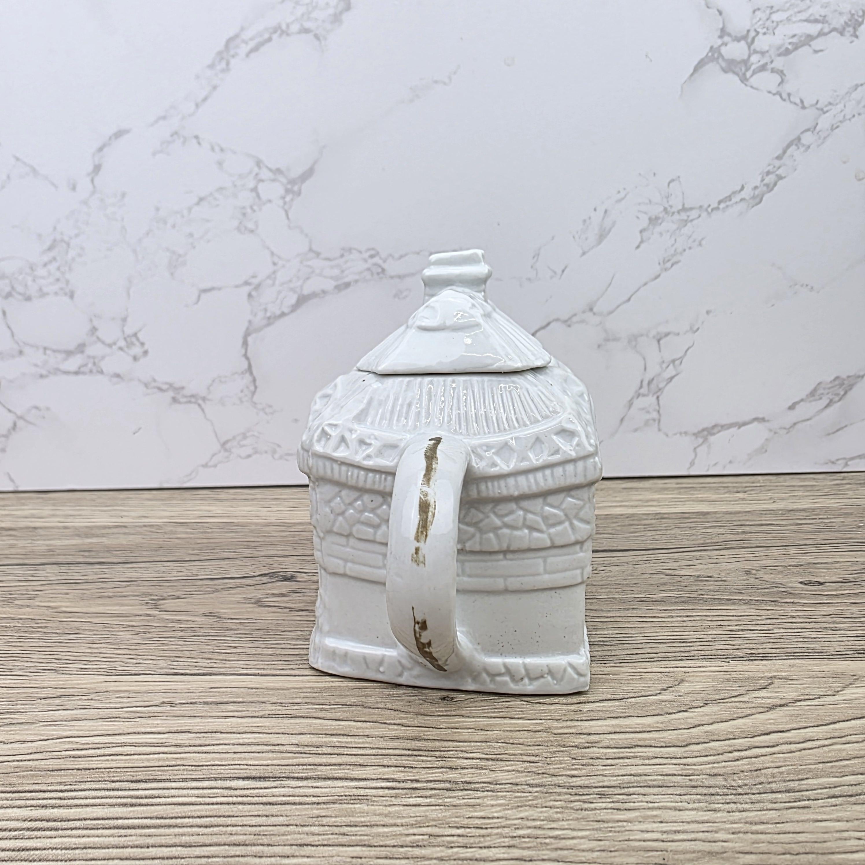 Ceramic Cottage House Teapot Vintage White House Novelty Tea Pot Country Kitchen Collectible