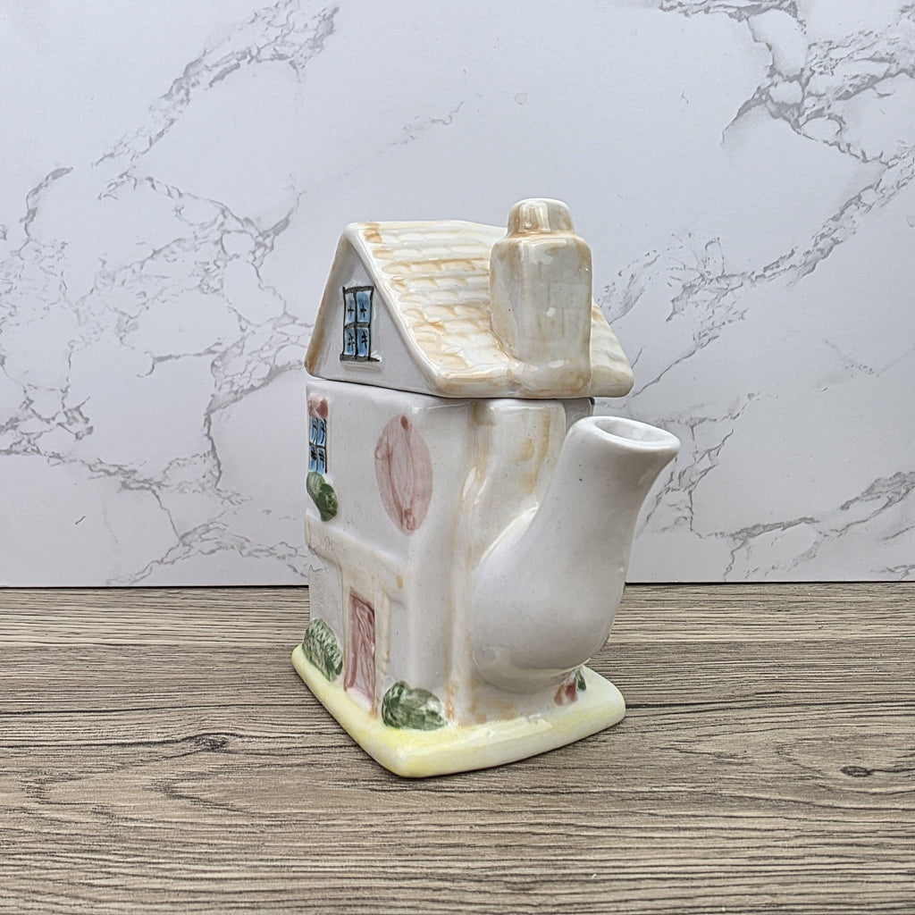Antique Ye Olde Curio House Teapot Hand Painted Ceramic Folk Art English Collectible Tableware
