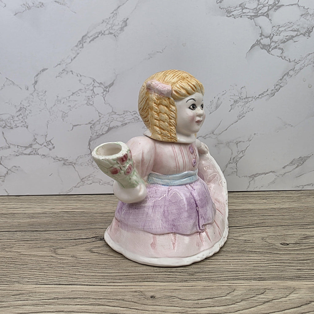 Vintage Ceramic Girl Teapot with Lid Pastel Pink Dress Figurine Style Collectible Tea Serveware