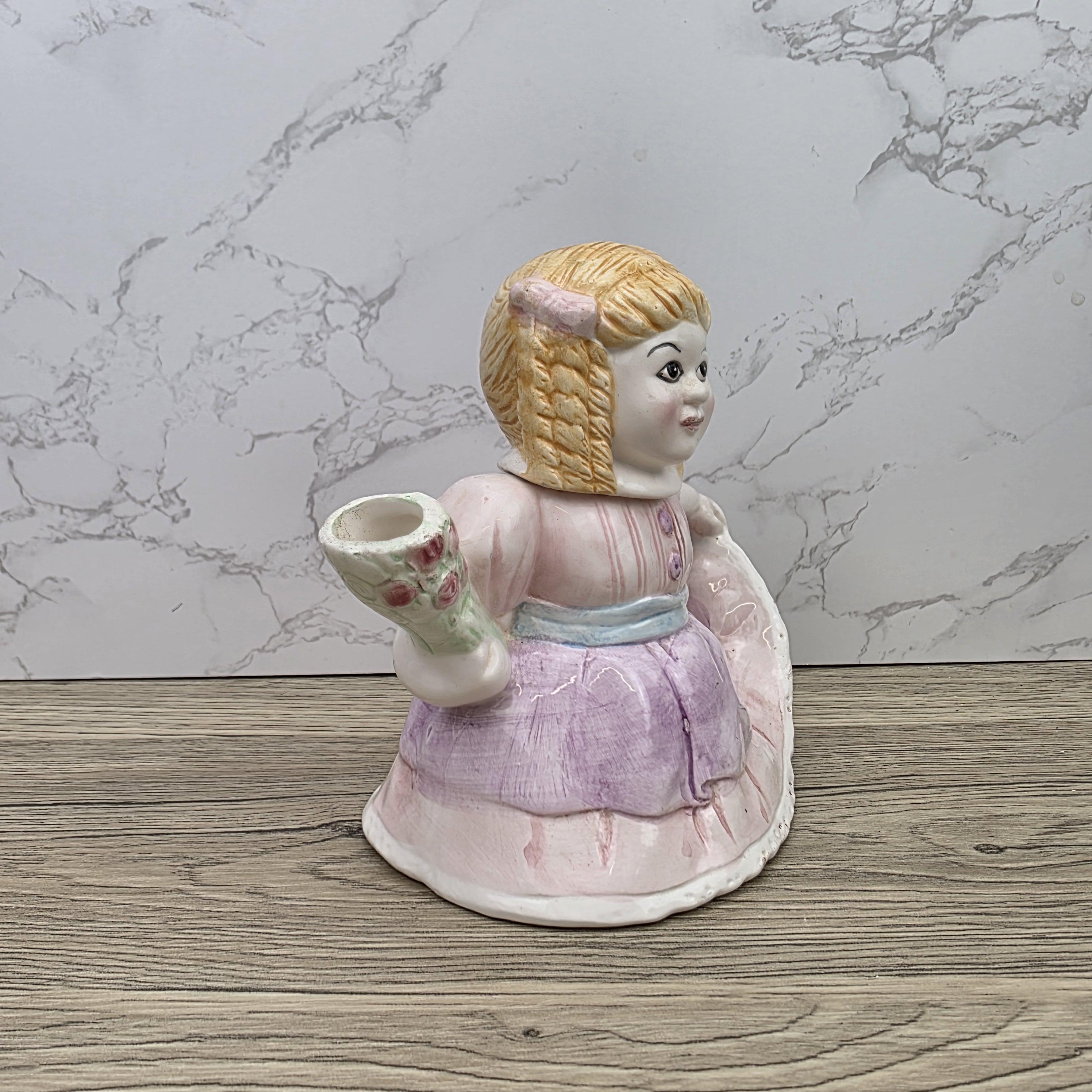 Vintage Ceramic Girl Teapot with Lid Pastel Pink Dress Figurine Style Collectible Tea Serveware