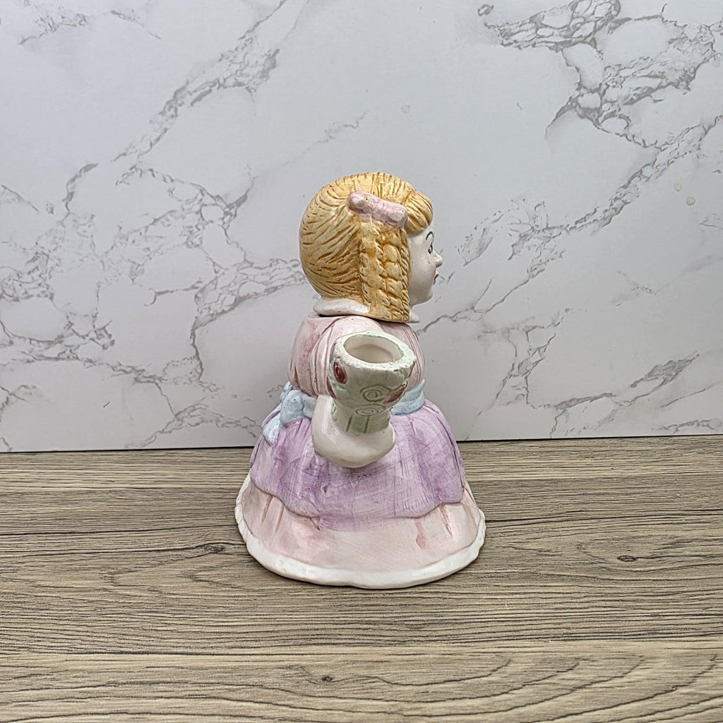Vintage Ceramic Girl Teapot with Lid Pastel Pink Dress Figurine Style Collectible Tea Serveware
