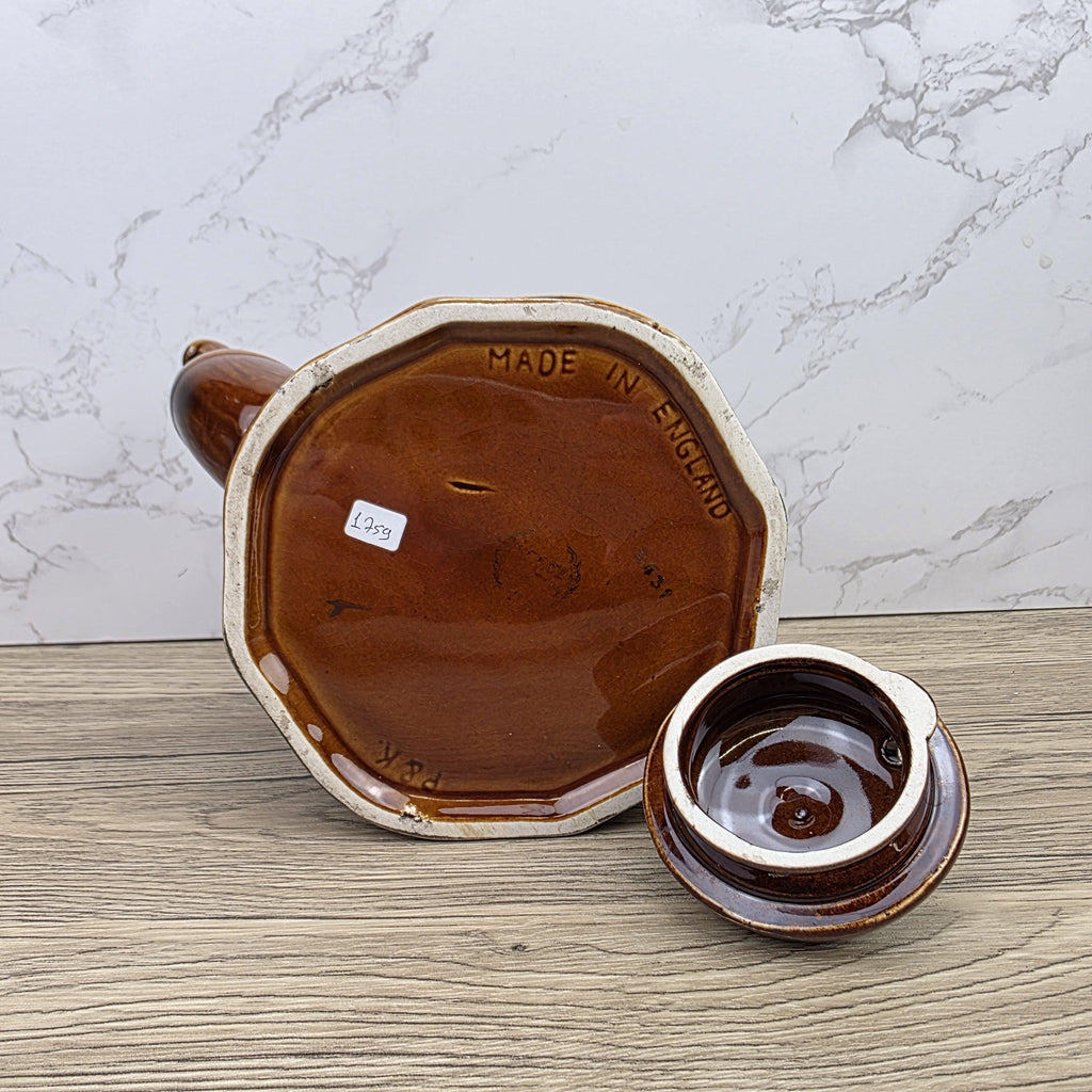 Collectible Character Teapot Price and Kensington Made in England Brown Glazed Vintage Tea Serveware