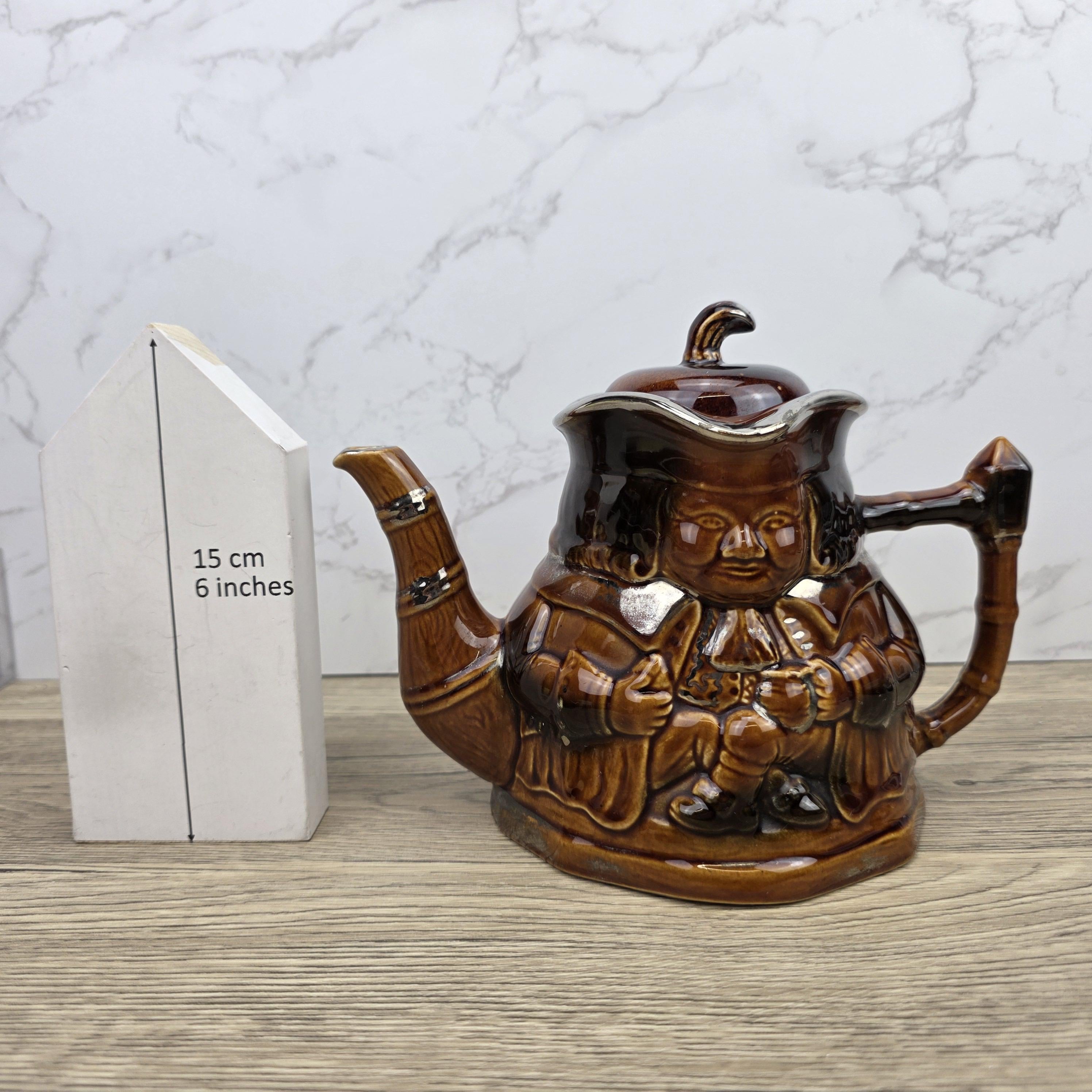 Collectible Character Teapot Price and Kensington Made in England Brown Glazed Vintage Tea Serveware