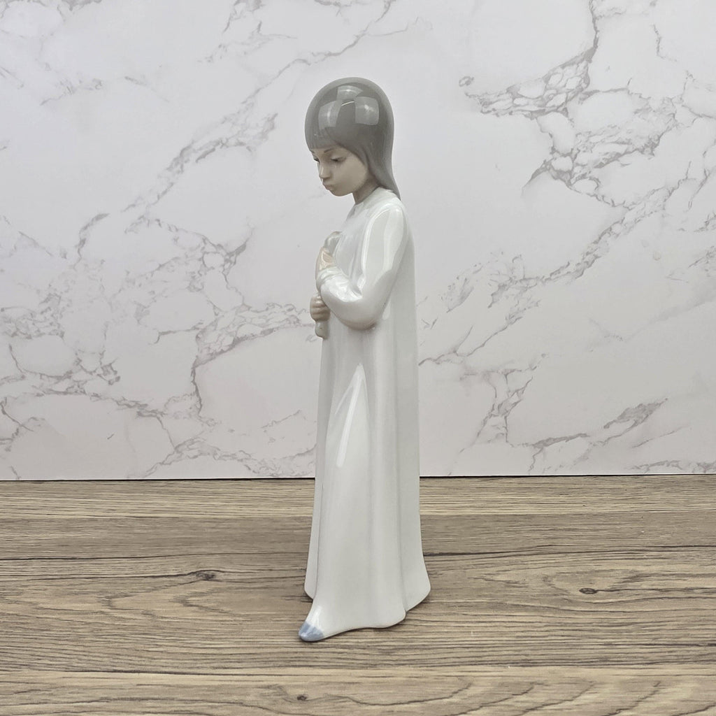 Porcelain Girl Figurine Holding Doll by NAO Lladro | Spain DAISA | A51F Model | 1980s Vintage
