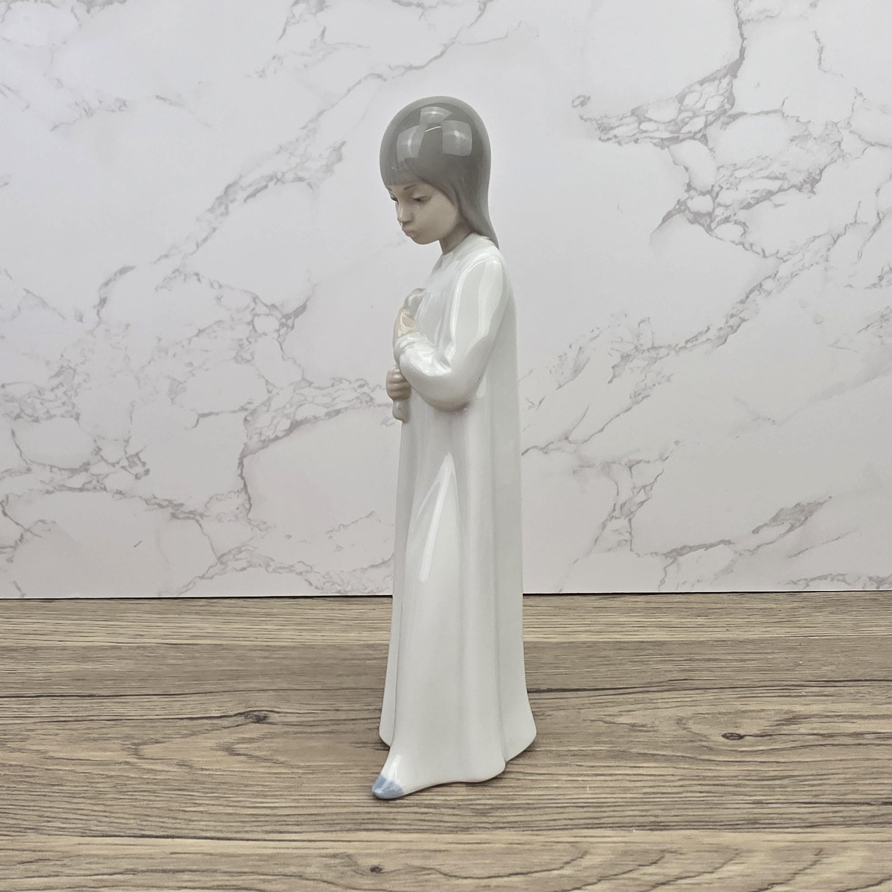 Porcelain Girl Figurine Holding Doll by NAO Lladro | Spain DAISA | A51F Model | 1980s Vintage