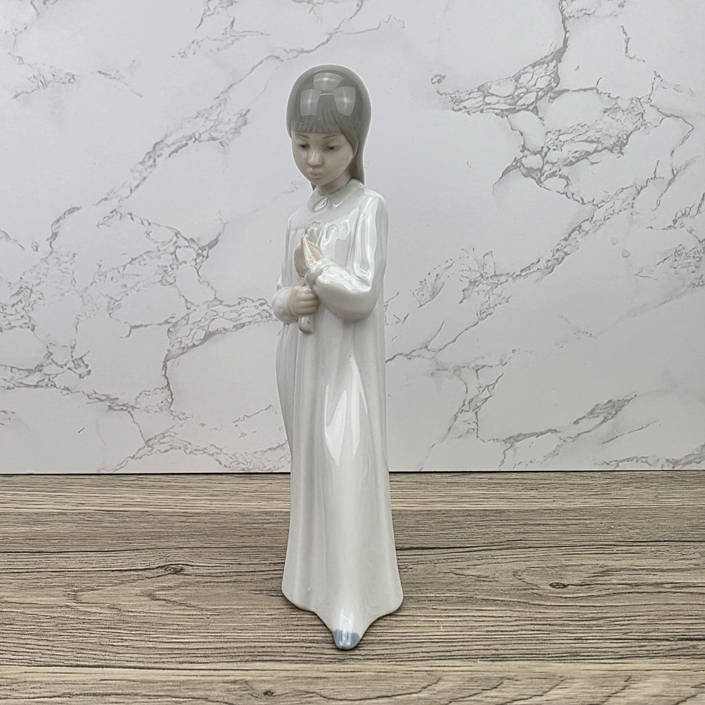 Porcelain Girl Figurine Holding Doll by NAO Lladro | Spain DAISA | A51F Model | 1980s Vintage