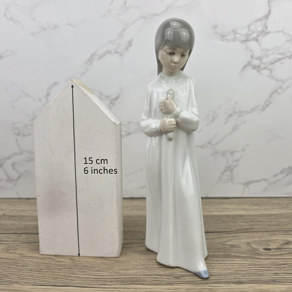 Porcelain Girl Figurine Holding Doll by NAO Lladro | Spain DAISA | A51F Model | 1980s Vintage