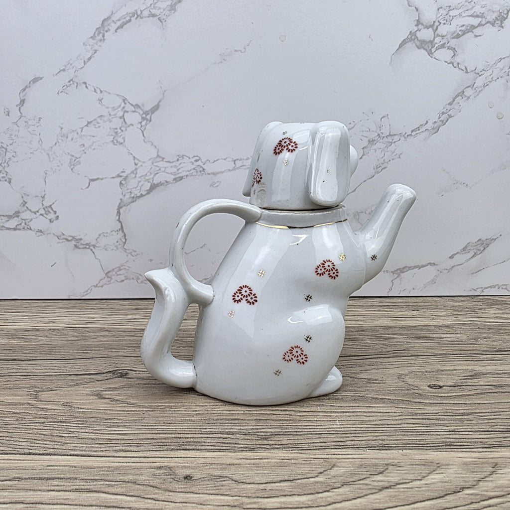 Ceramic Dog Teapot White Animal Teapot Vintage Kitchen Decor Collectible Novelty Teaware Display Piece