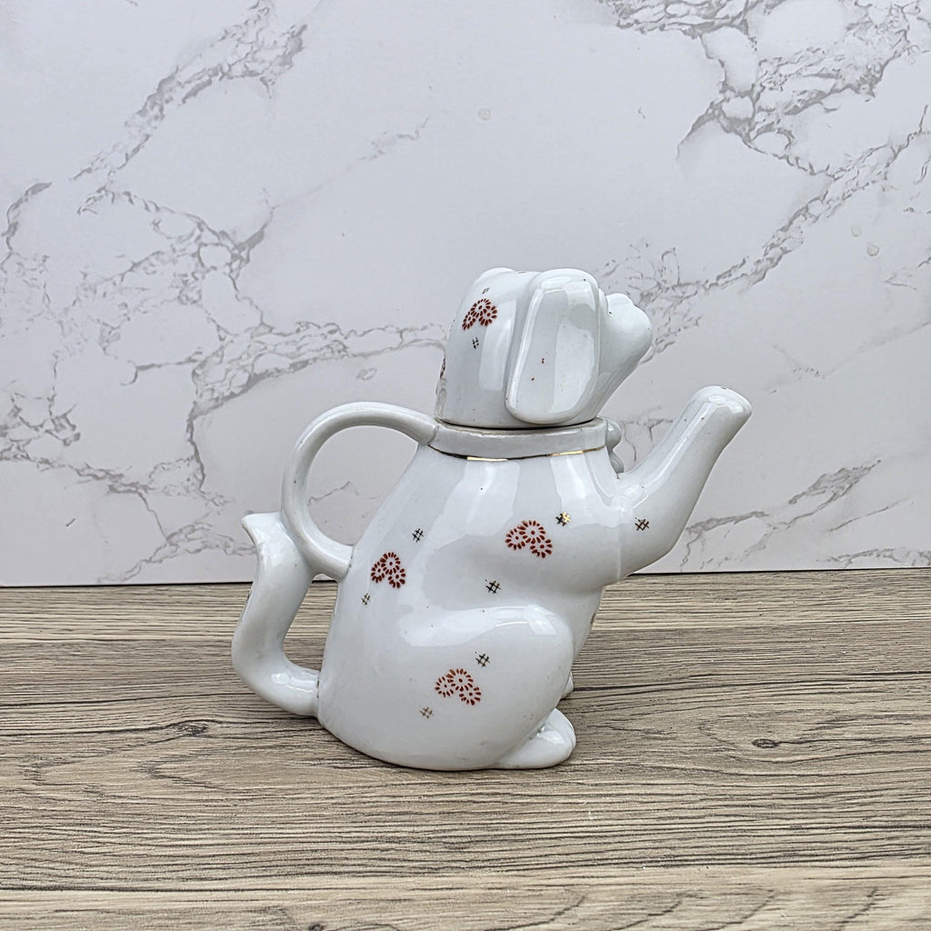Ceramic Dog Teapot White Animal Teapot Vintage Kitchen Decor Collectible Novelty Teaware Display Piece