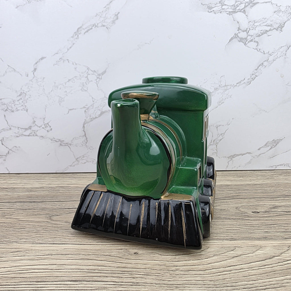 Locomotive Train Teapot Ceramic Novelty Kitchen Decor | Green Steam Engine Style | Hand Painted Details