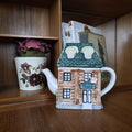 Ceramic Cottage House Teapot Vintage Kitchen Decor | Green Roof Cabin Style | Collectible Tea Serveware