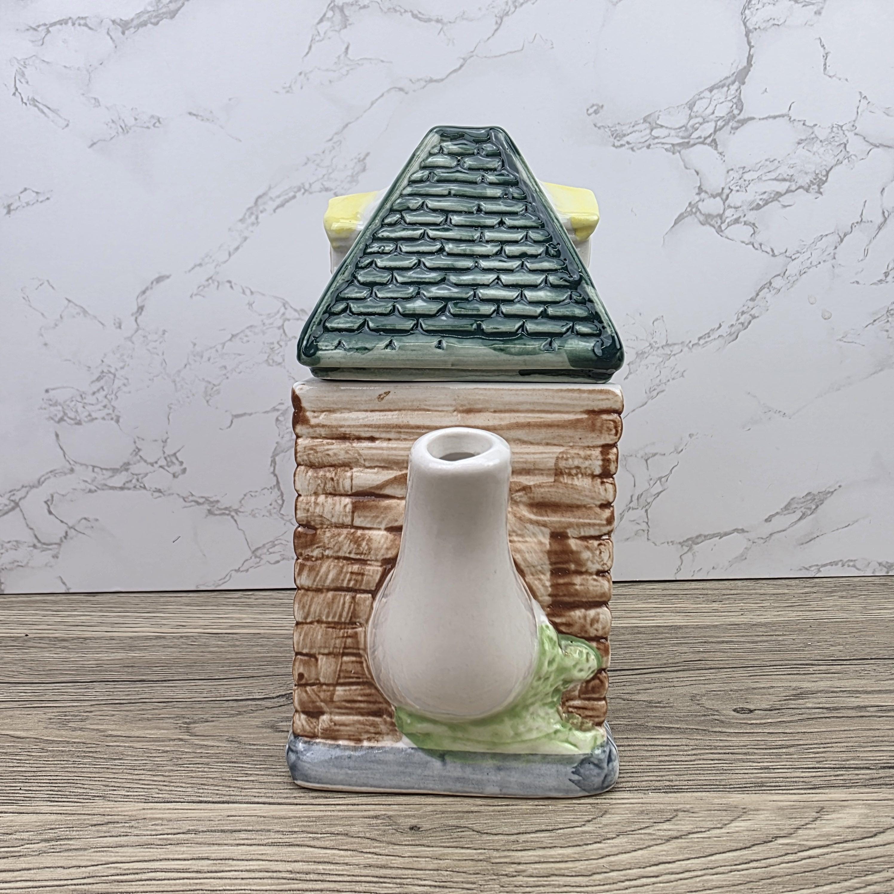 Ceramic Cottage House Teapot Vintage Kitchen Decor | Green Roof Cabin Style | Collectible Tea Serveware