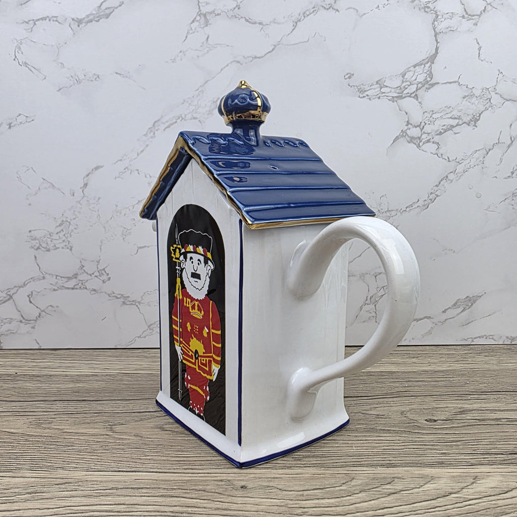 House Shaped Teapot Price Kensington Made in England | Cottage Design | Blue Ceramic Tea Pot