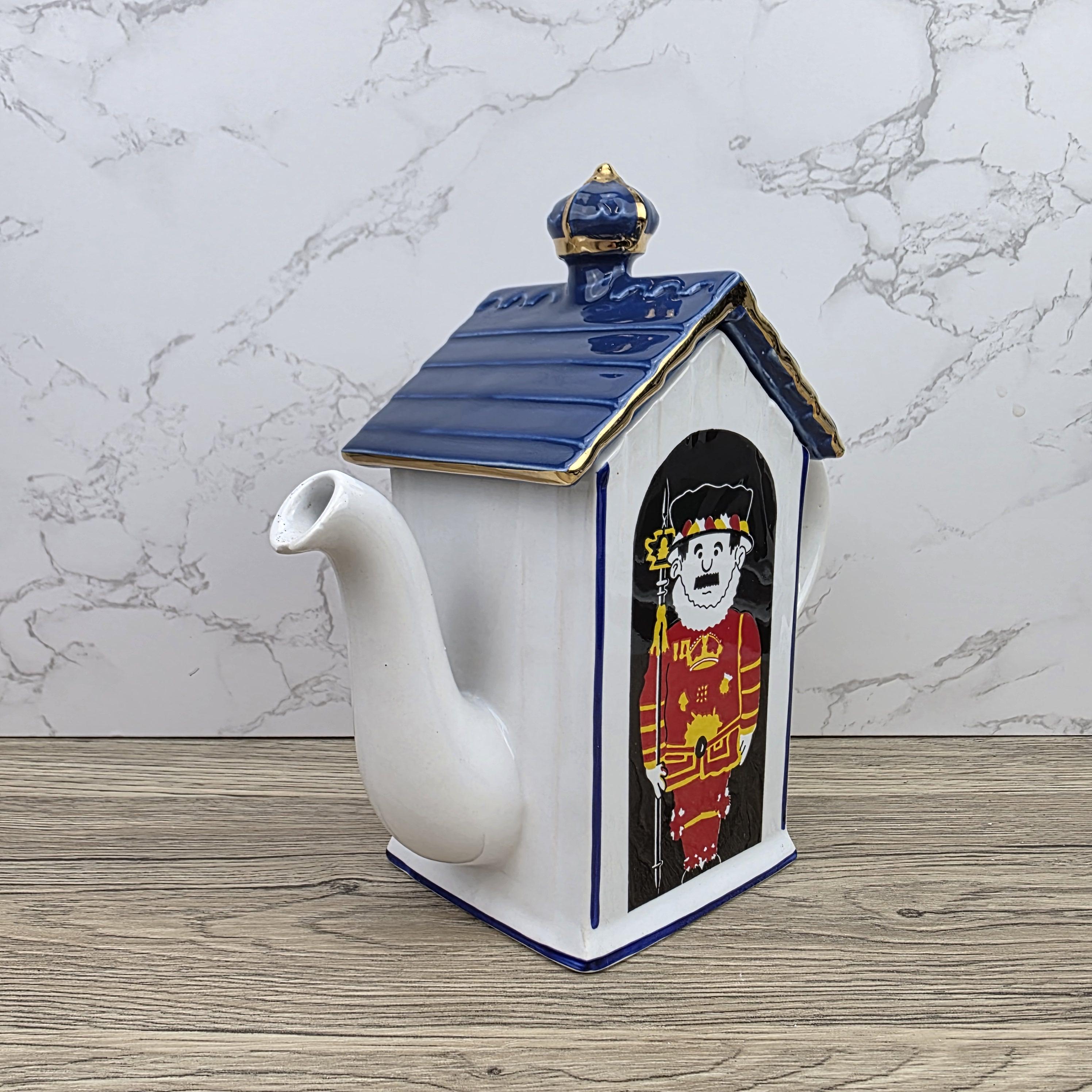 House Shaped Teapot Price Kensington Made in England | Cottage Design | Blue Ceramic Tea Pot