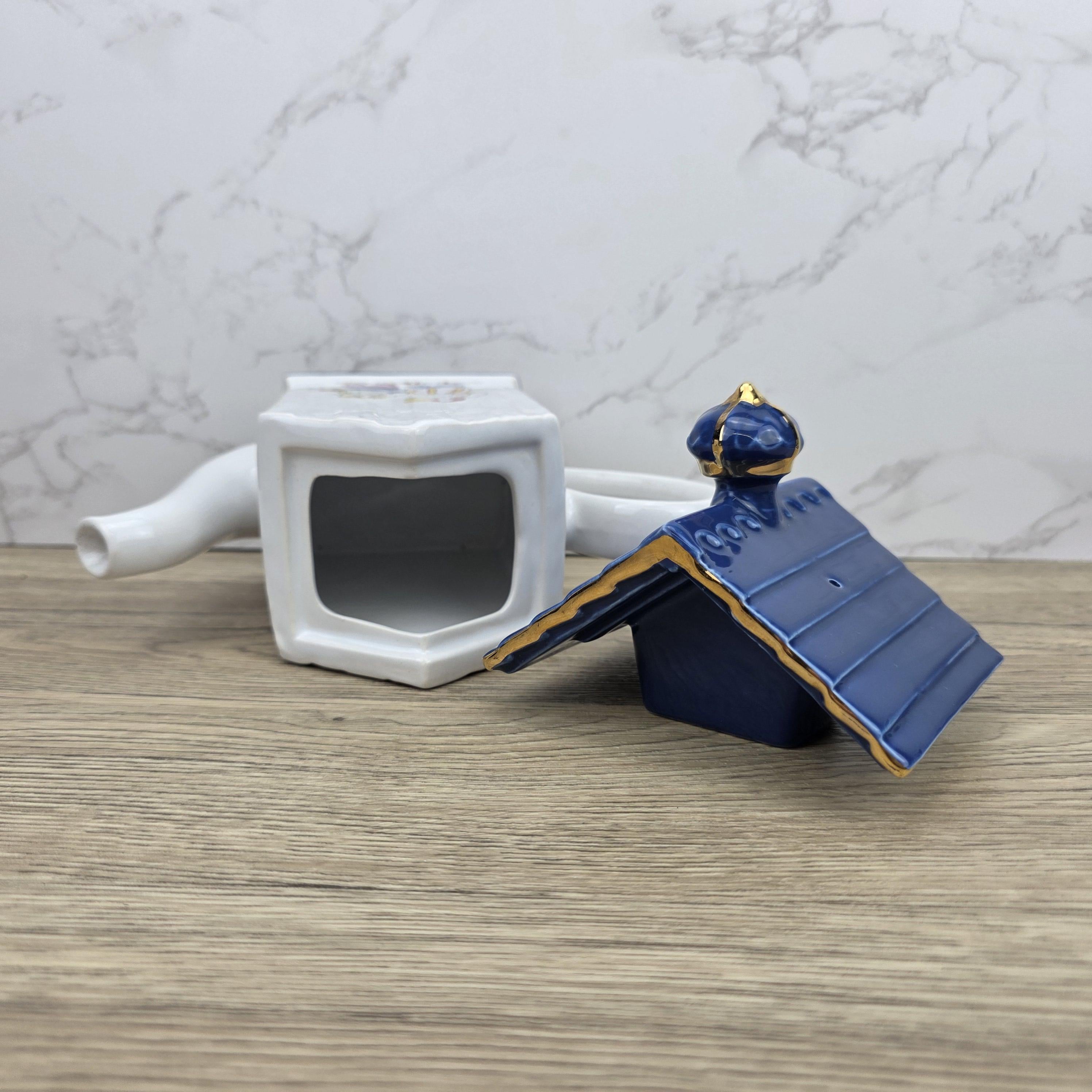 House Shaped Teapot Price Kensington Made in England | Cottage Design | Blue Ceramic Tea Pot