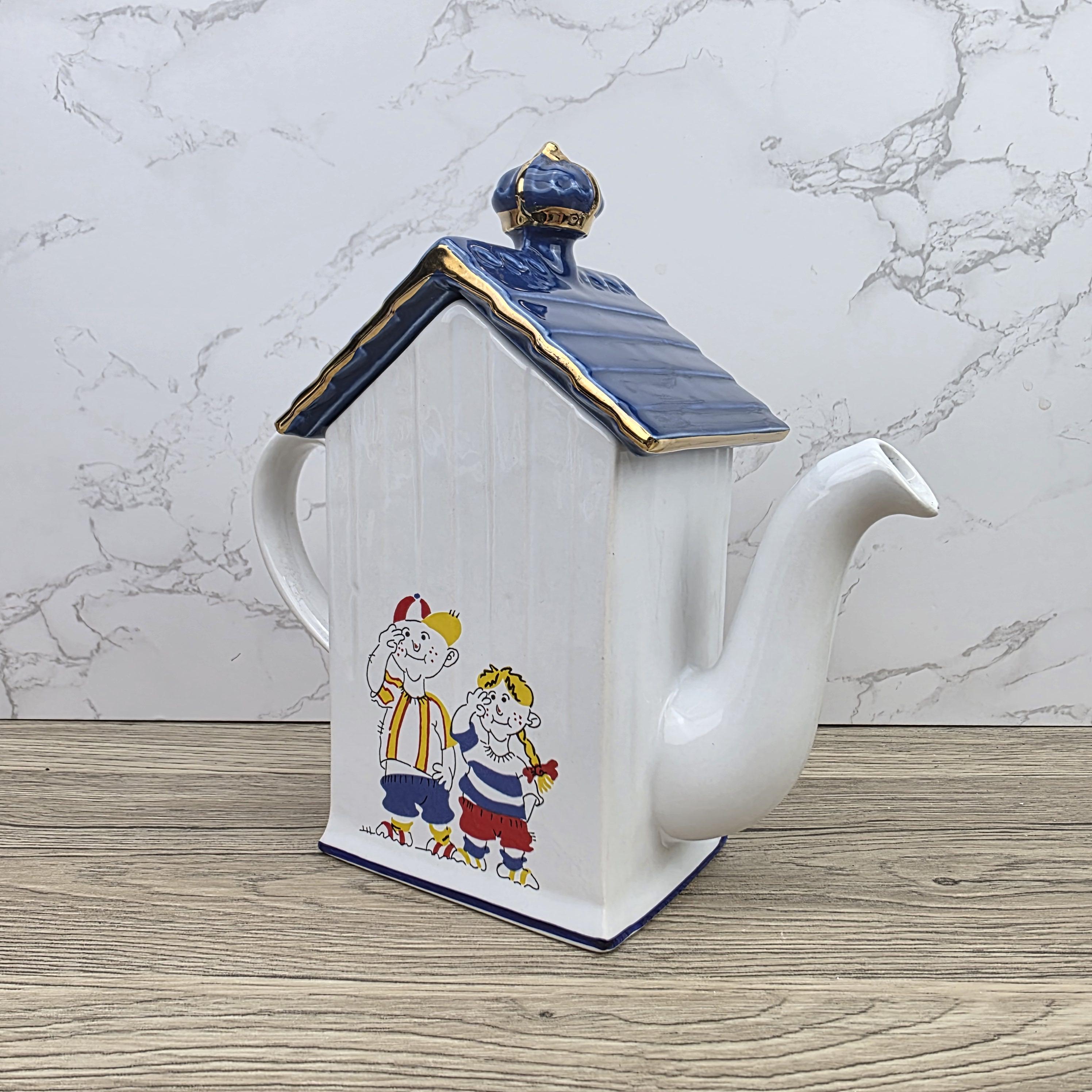House Shaped Teapot Price Kensington Made in England | Cottage Design | Blue Ceramic Tea Pot