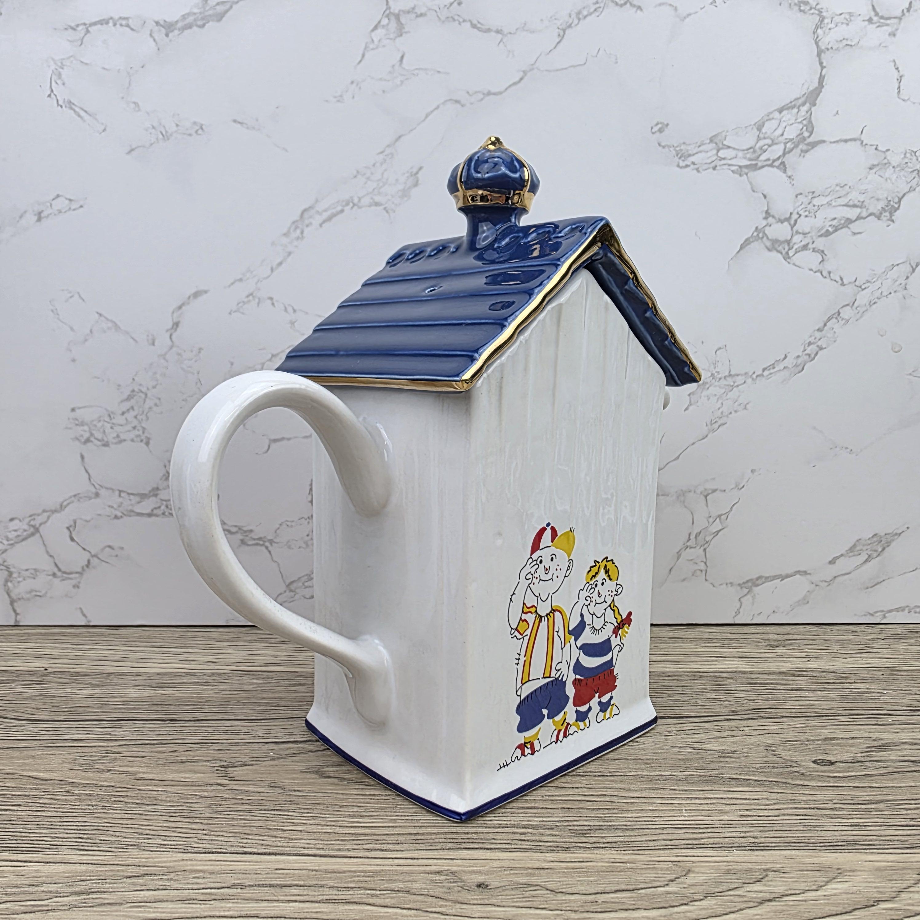 House Shaped Teapot Price Kensington Made in England | Cottage Design | Blue Ceramic Tea Pot
