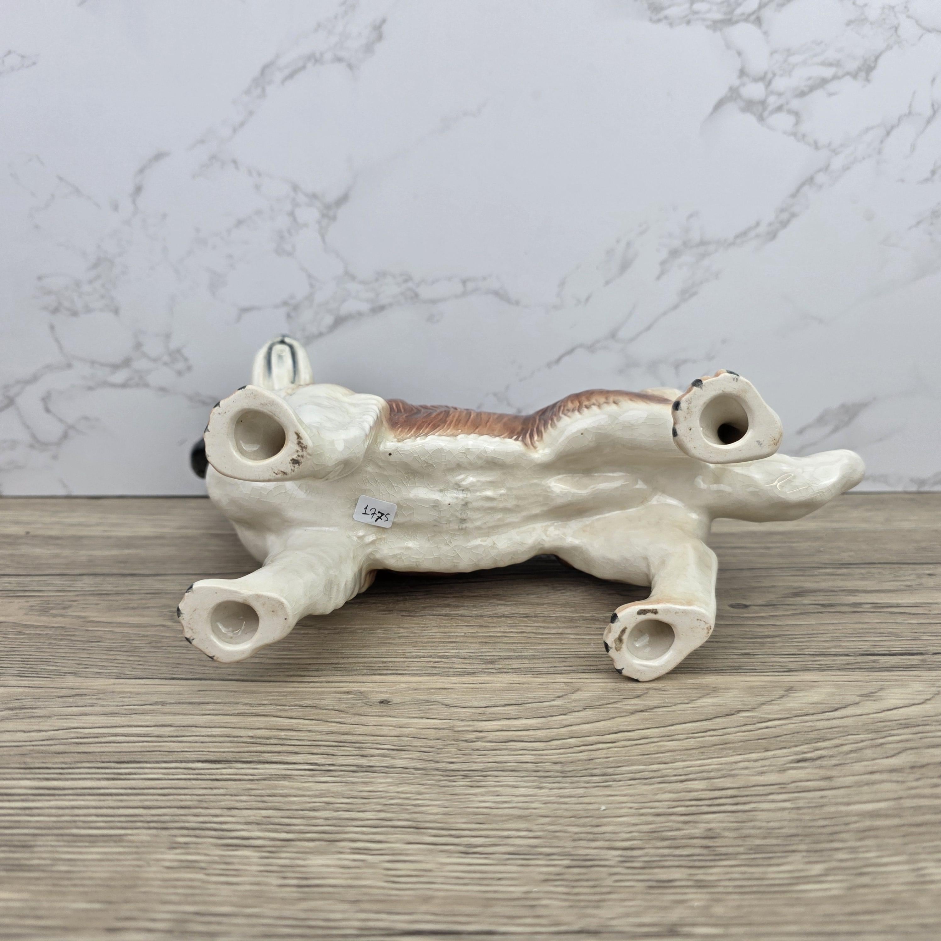 Vintage Melbaware Saint Bernard Dog Figurine Large English Pottery Collectible Shelf Decor Statue