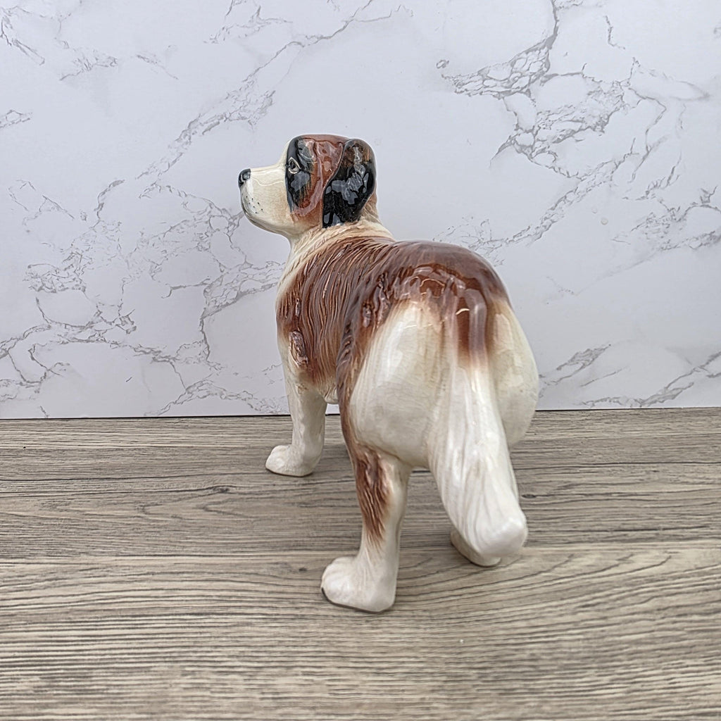 Vintage Melbaware Saint Bernard Dog Figurine Large English Pottery Collectible Shelf Decor Statue