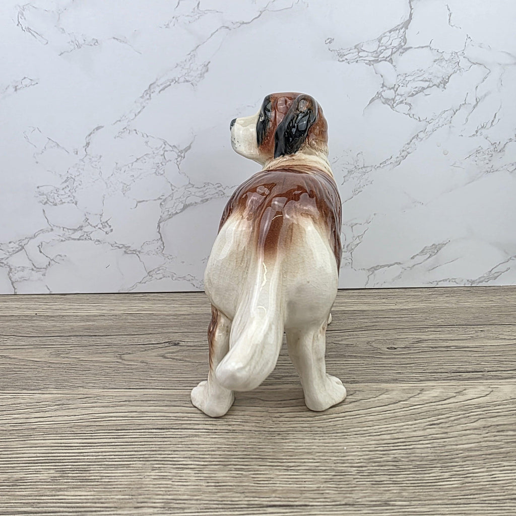 Vintage Melbaware Saint Bernard Dog Figurine Large English Pottery Collectible Shelf Decor Statue