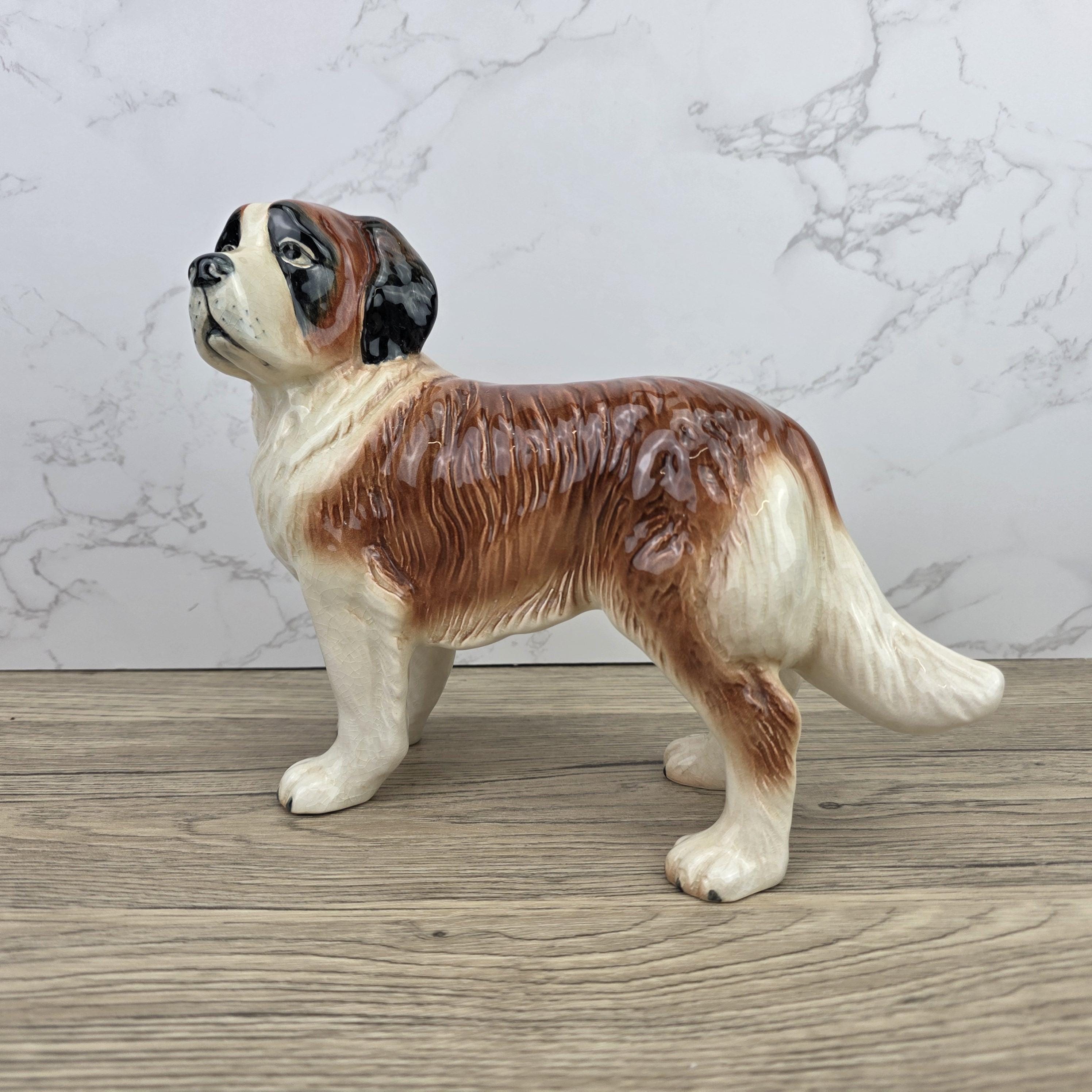 Vintage Melbaware Saint Bernard Dog Figurine Large English Pottery Collectible Shelf Decor Statue