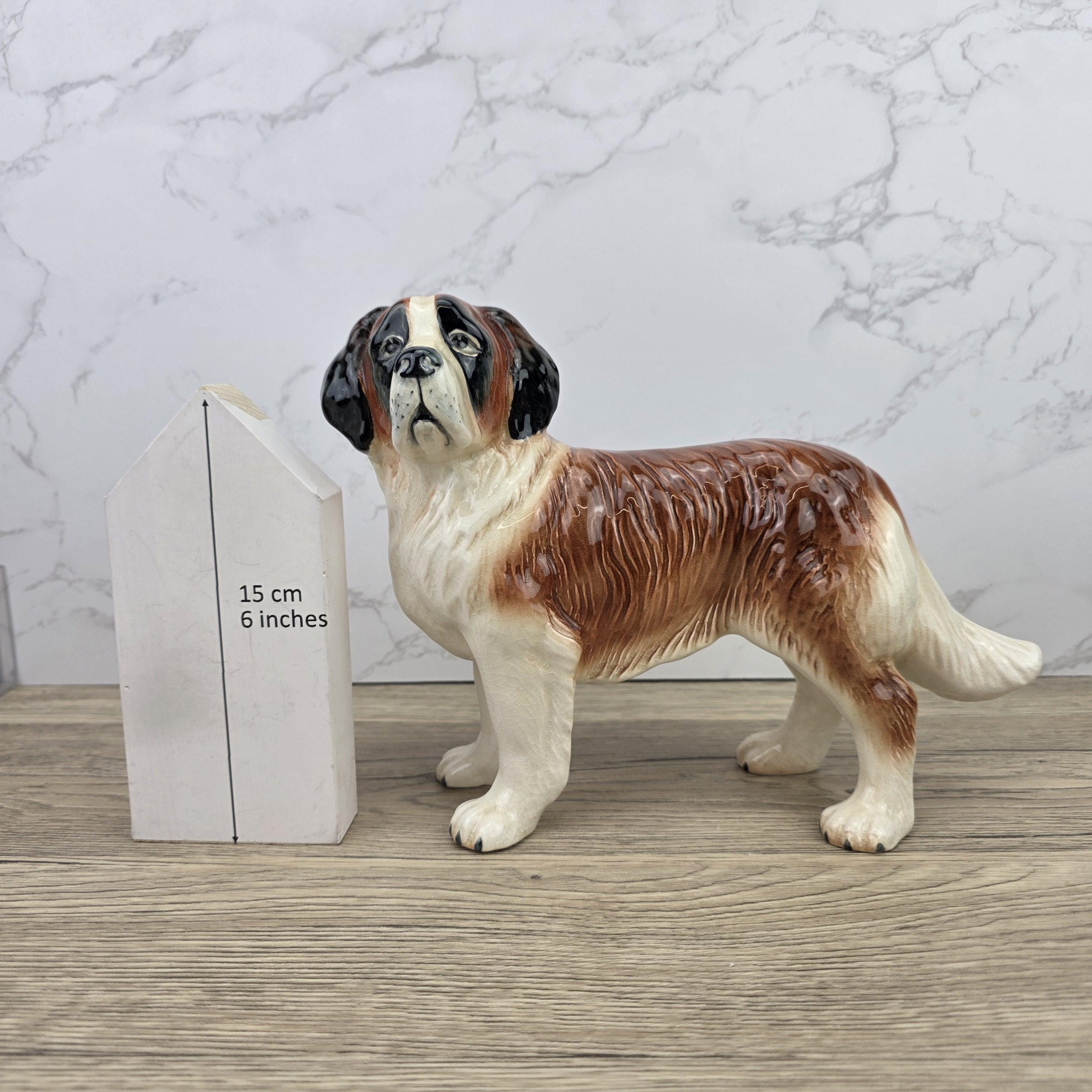 Vintage Melbaware Saint Bernard Dog Figurine Large English Pottery Collectible Shelf Decor Statue