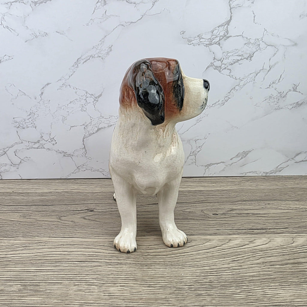 Vintage Melbaware Saint Bernard Dog Figurine Large English Pottery Collectible Shelf Decor Statue