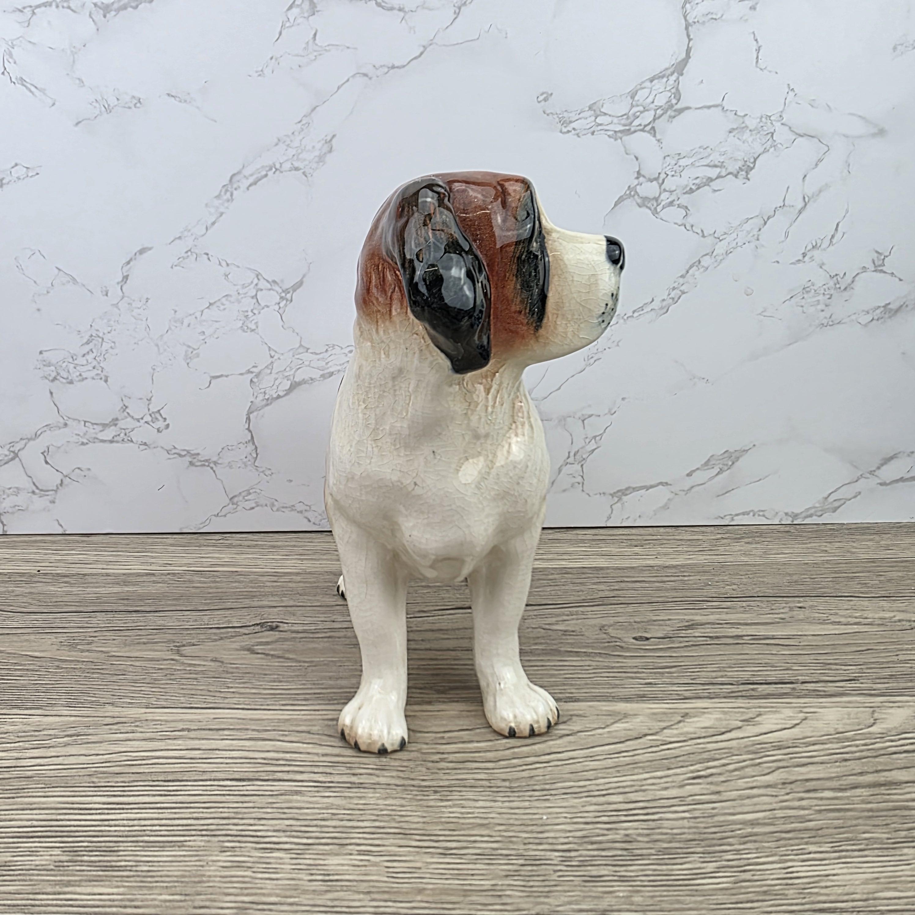 Vintage Melbaware Saint Bernard Dog Figurine Large English Pottery Collectible Shelf Decor Statue