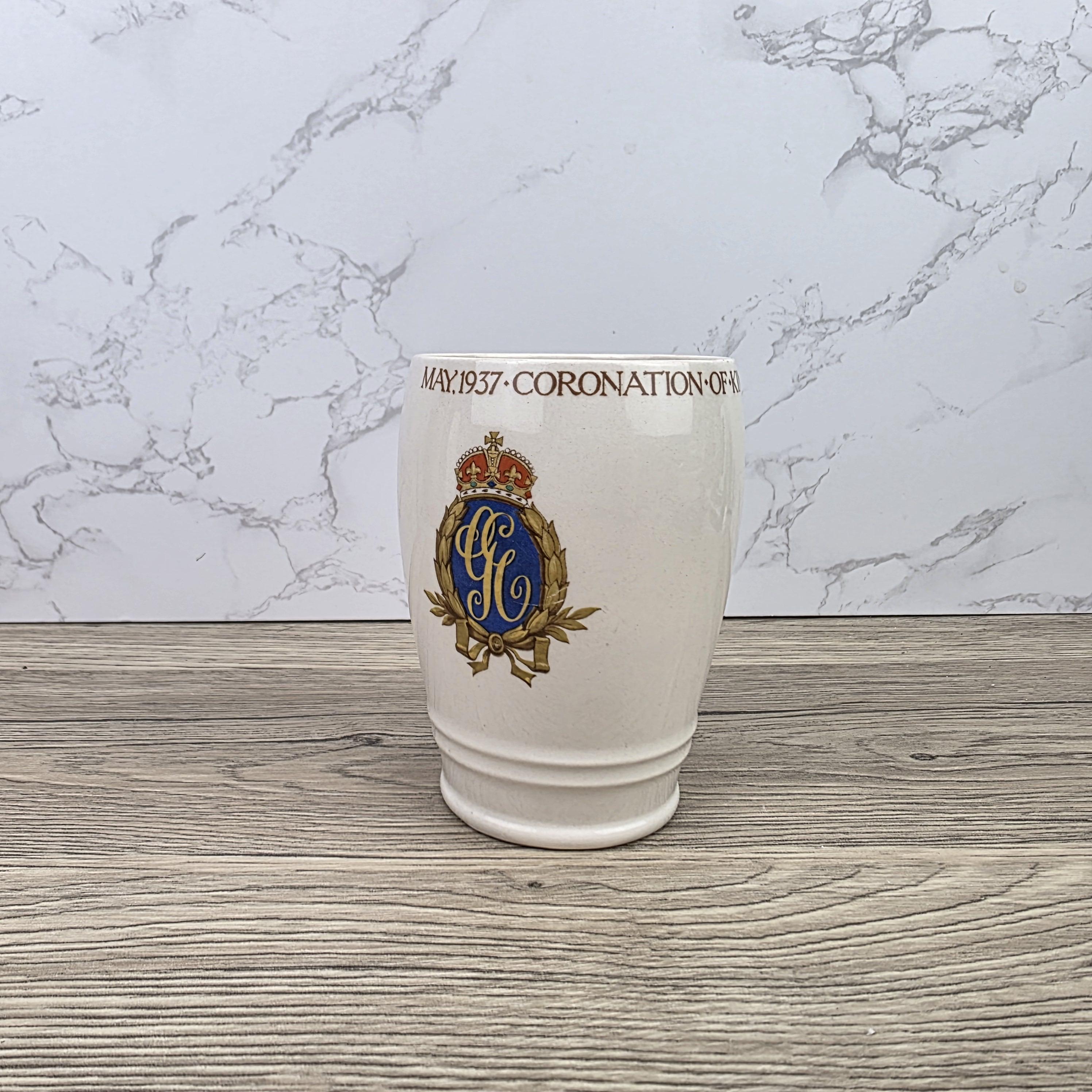 Antique King George VI Queen Elizabeth Coronation May 1937 Solian Ware English Pottery Mug