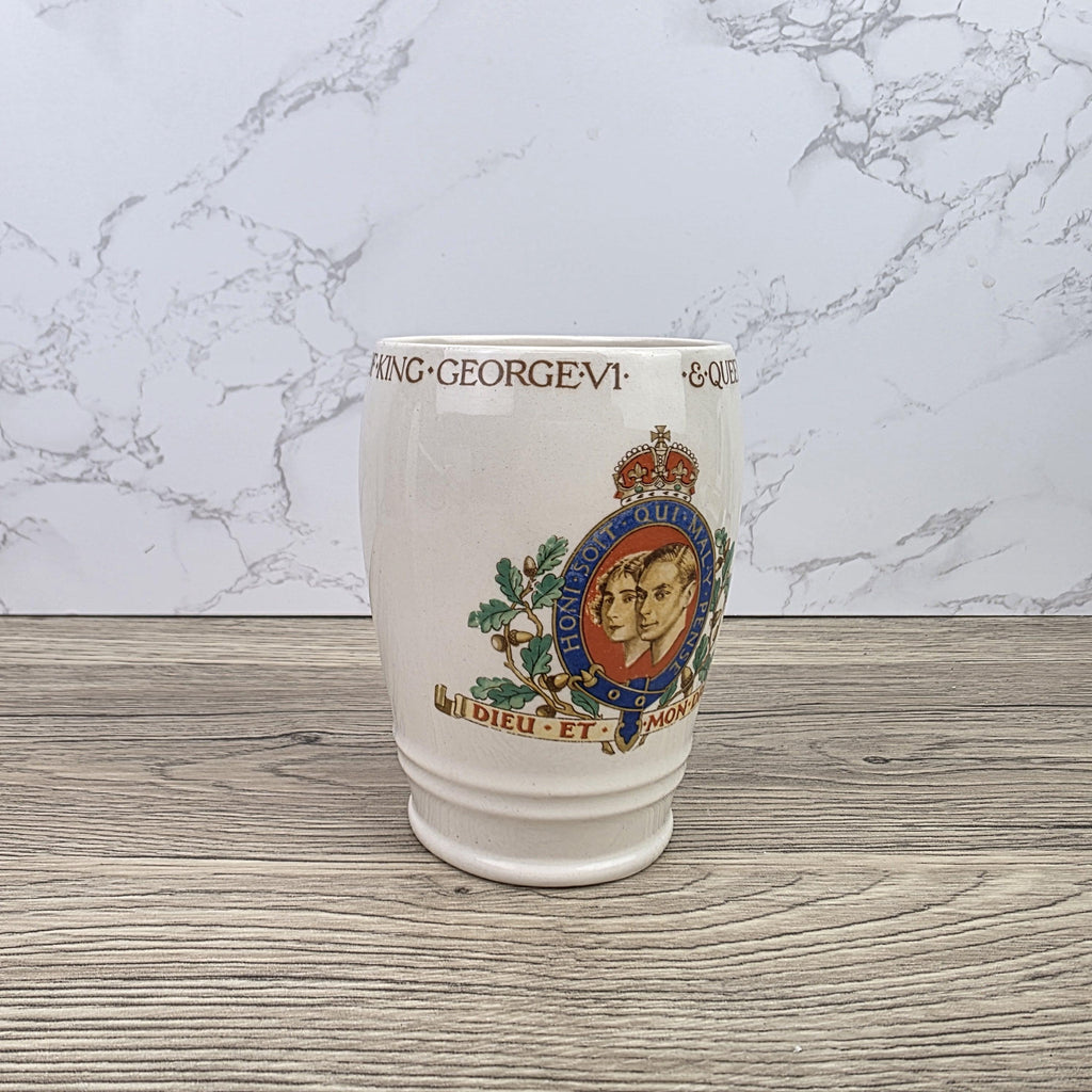 Antique King George VI Queen Elizabeth Coronation May 1937 Solian Ware English Pottery Mug