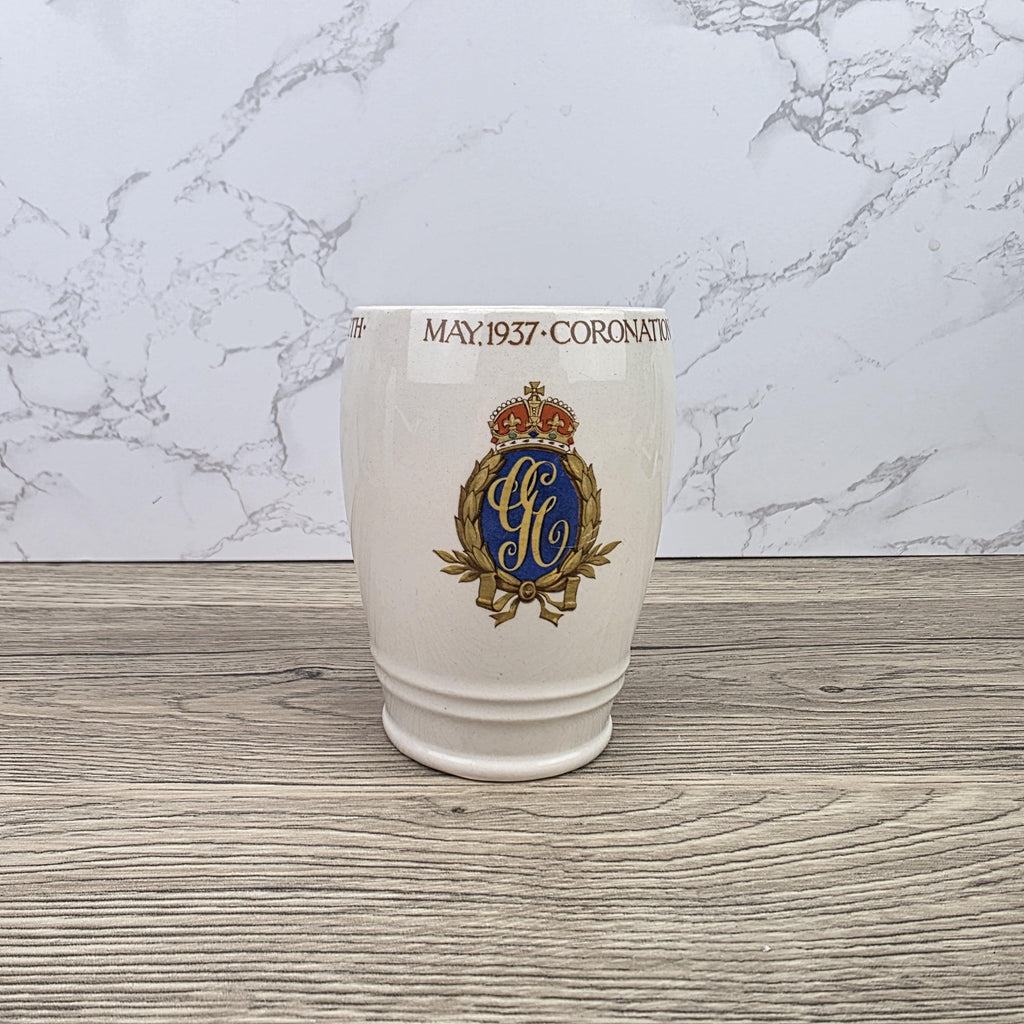 Antique King George VI Queen Elizabeth Coronation May 1937 Solian Ware English Pottery Mug