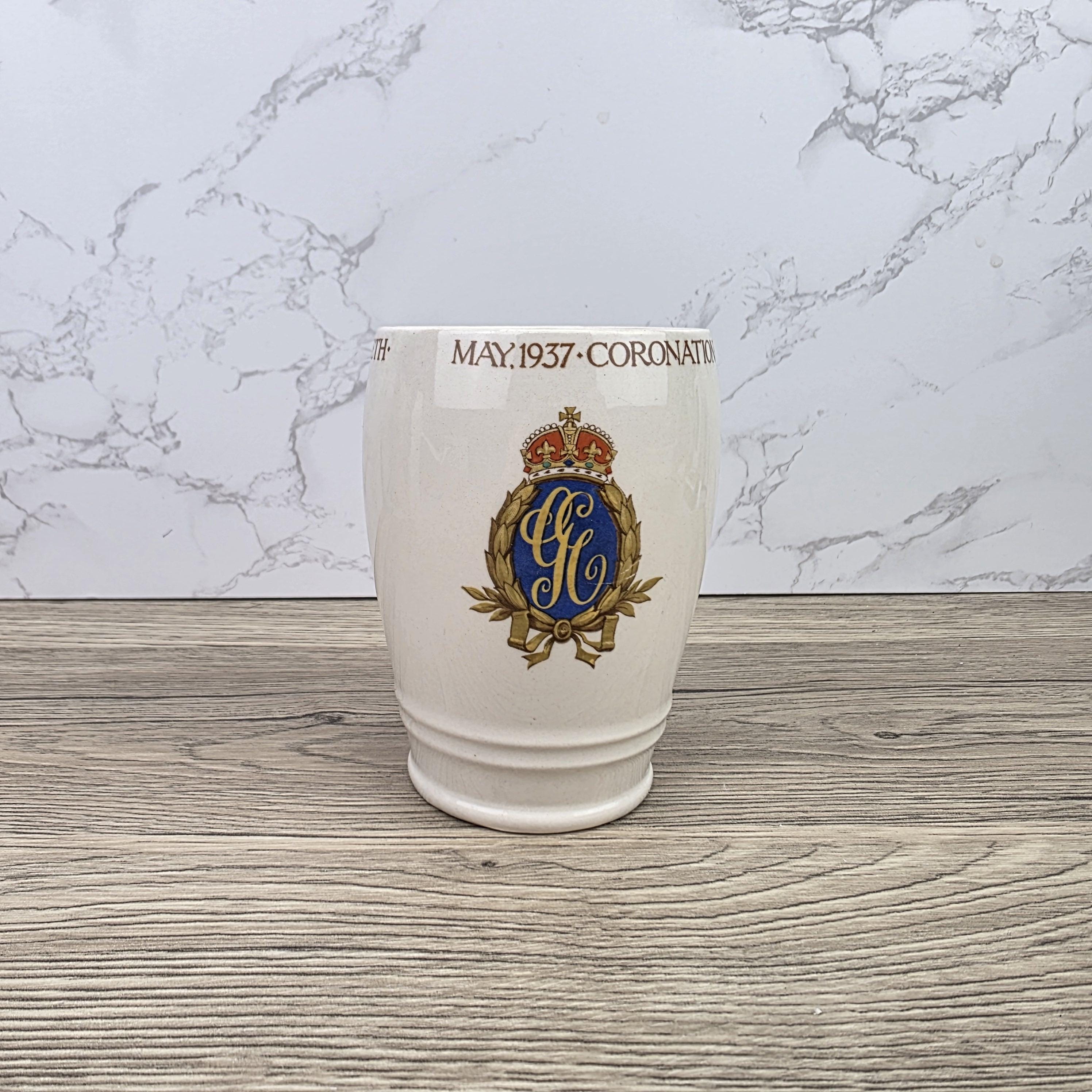 Antique King George VI Queen Elizabeth Coronation May 1937 Solian Ware English Pottery Mug
