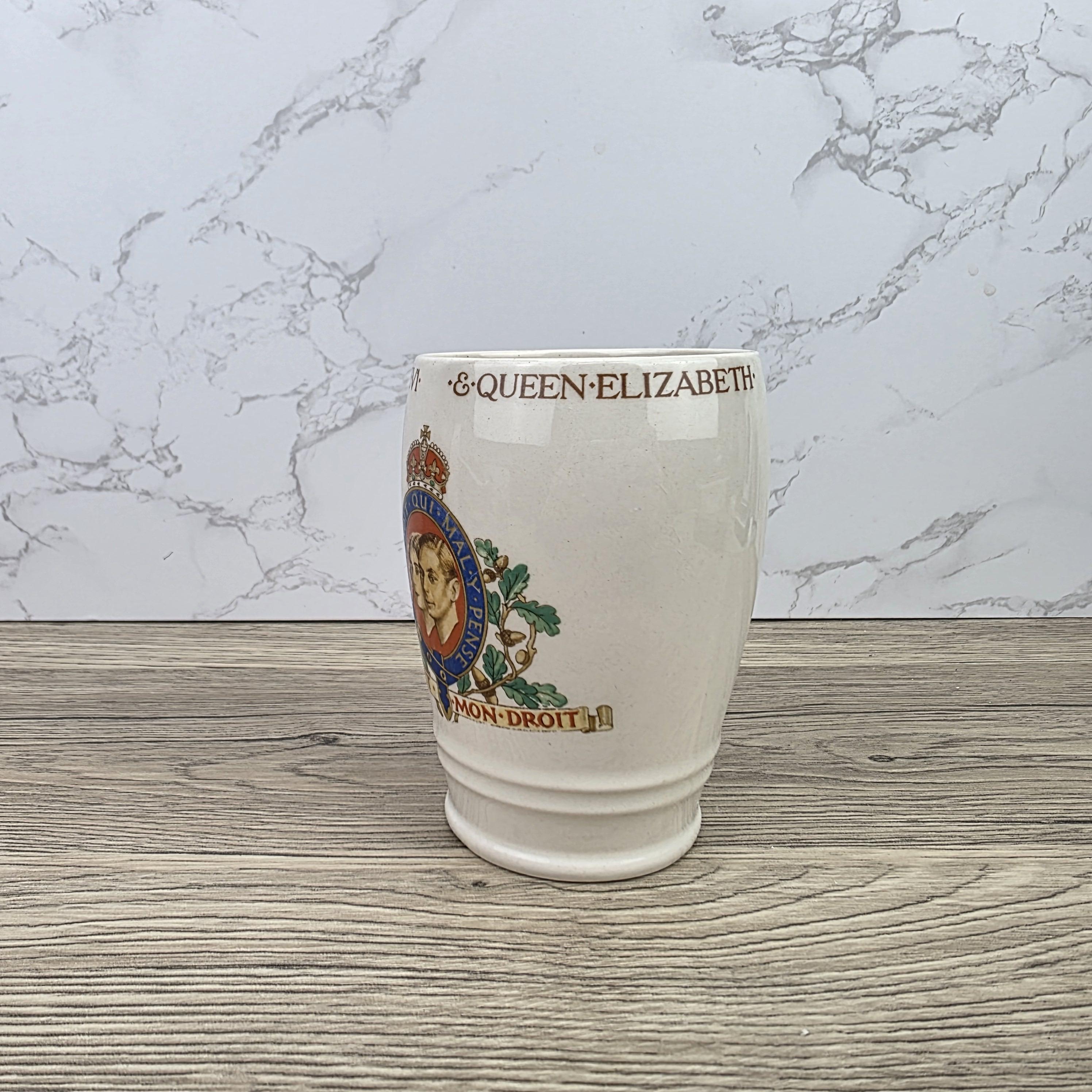 Antique King George VI Queen Elizabeth Coronation May 1937 Solian Ware English Pottery Mug