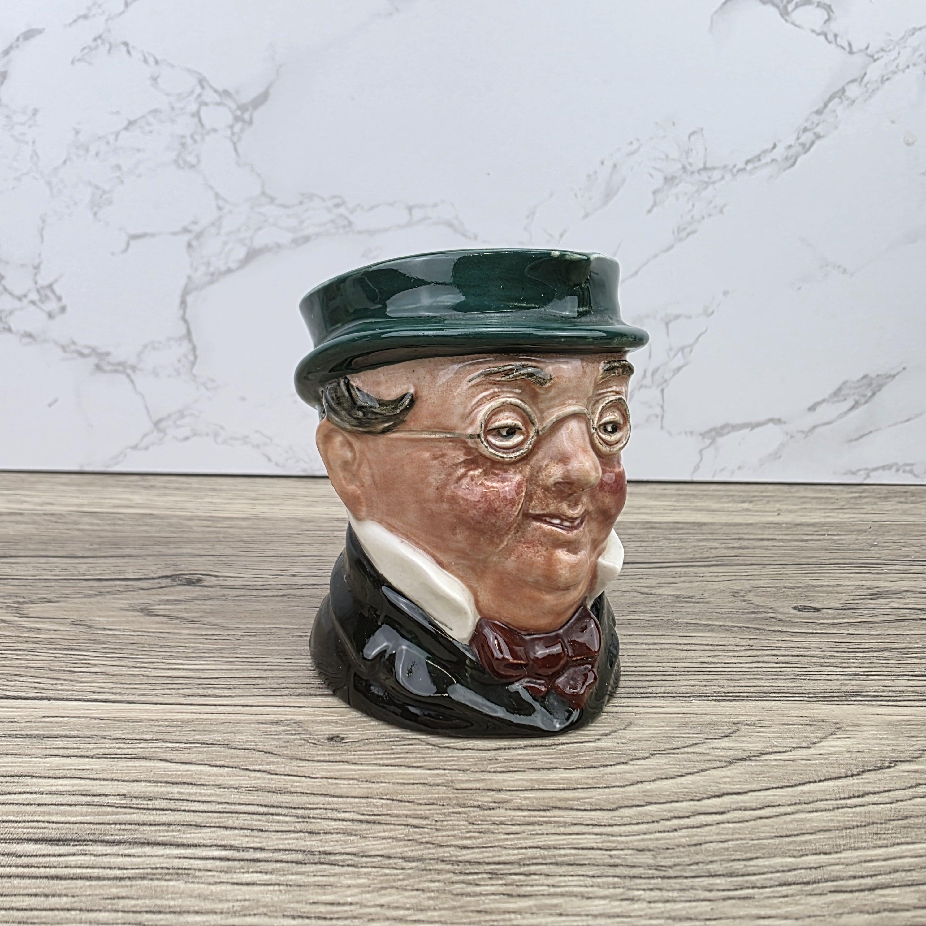 Vintage Royal Doulton Toby Character Jug 1939 English Pottery Mug Green Hat Gentleman Face