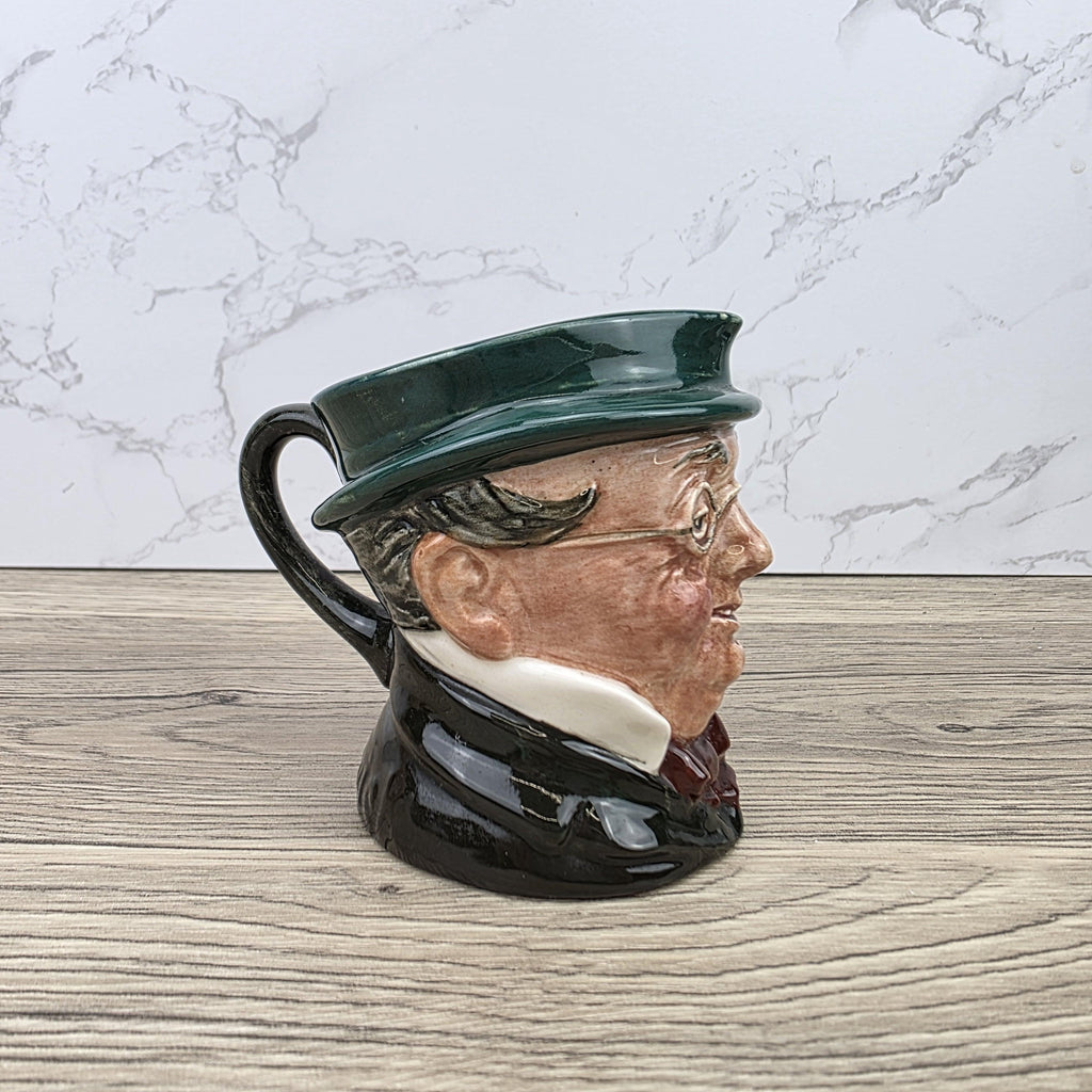 Vintage Royal Doulton Toby Character Jug 1939 English Pottery Mug Green Hat Gentleman Face