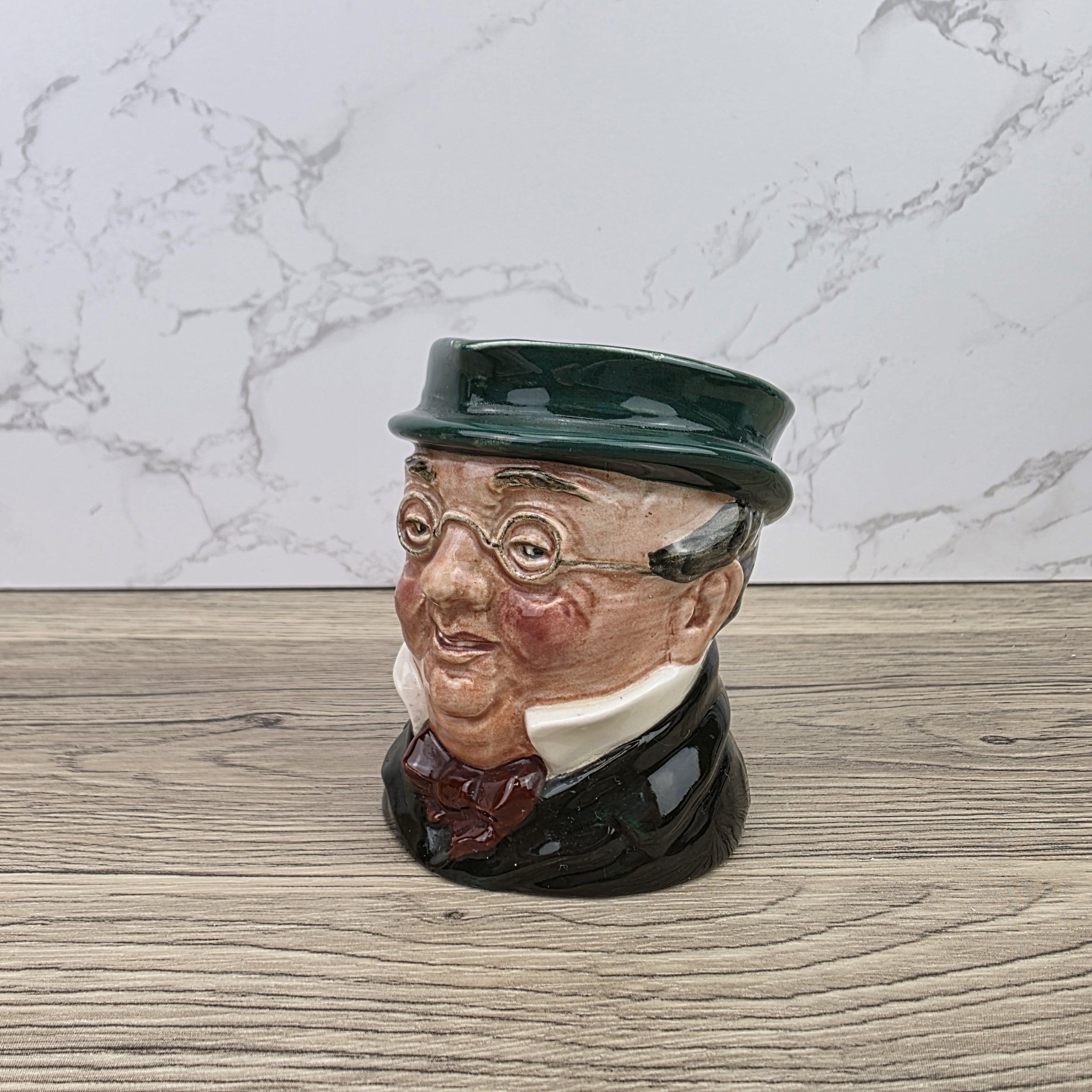 Vintage Royal Doulton Toby Character Jug 1939 English Pottery Mug Green Hat Gentleman Face