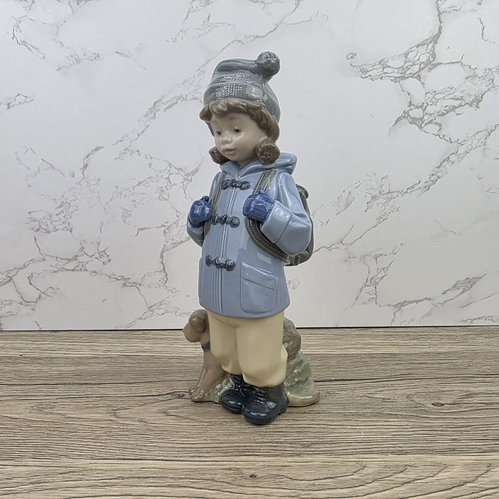 NAO Porcelain Child Figurine with Dog | Handmade Valencia Spain | Late 20th Century Collectible Sculpture