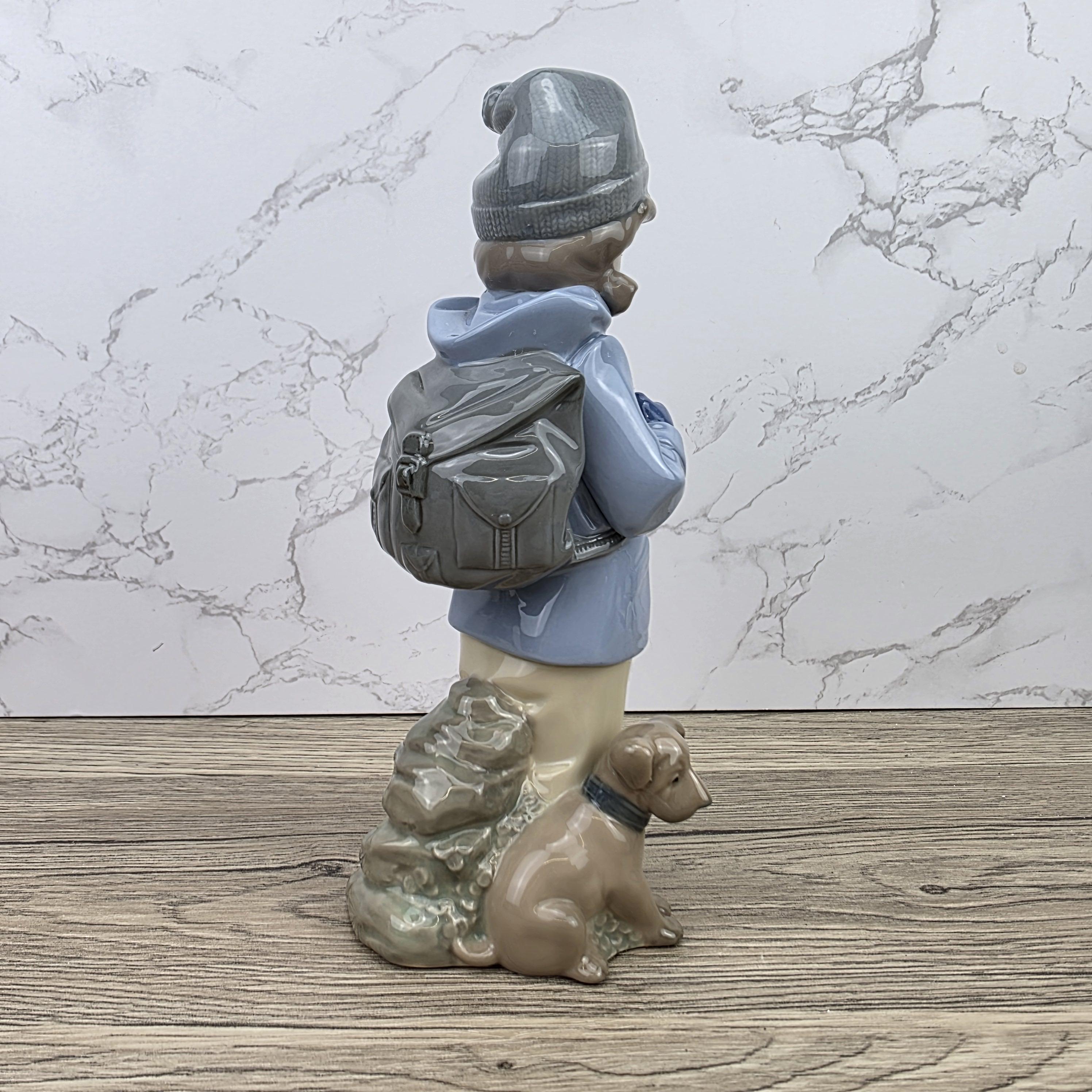NAO Porcelain Child Figurine with Dog | Handmade Valencia Spain | Late 20th Century Collectible Sculpture