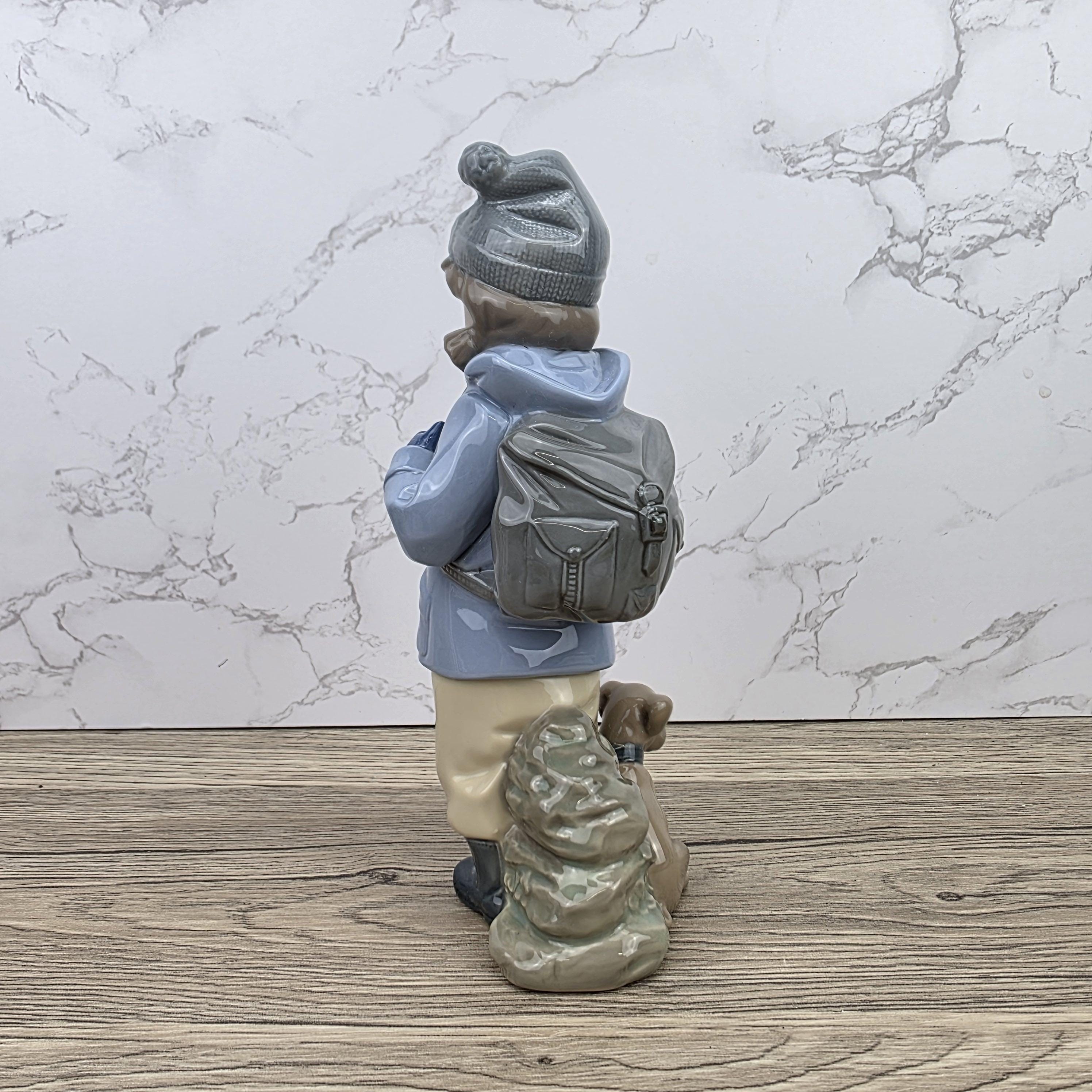 NAO Porcelain Child Figurine with Dog | Handmade Valencia Spain | Late 20th Century Collectible Sculpture