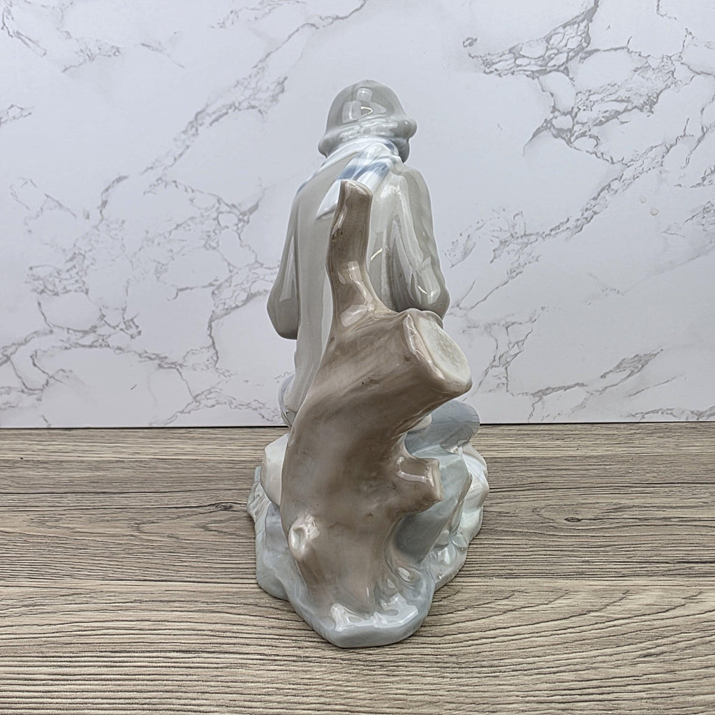 Porcelain Boy and Dog Figurine | Vintage Spanish Style Ceramic Sculpture | Collectible Animal Scene Decor