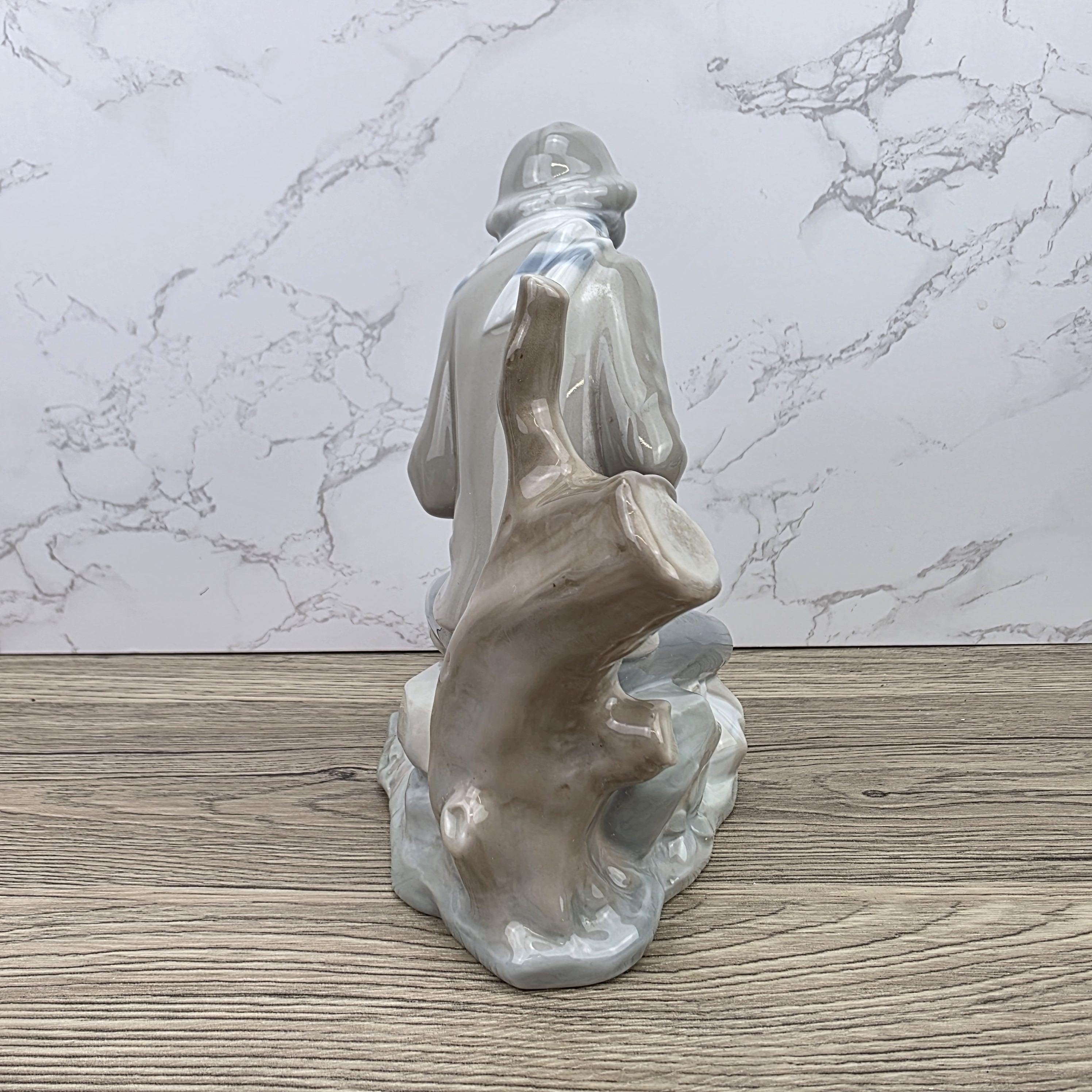 Porcelain Boy and Dog Figurine | Vintage Spanish Style Ceramic Sculpture | Collectible Animal Scene Decor