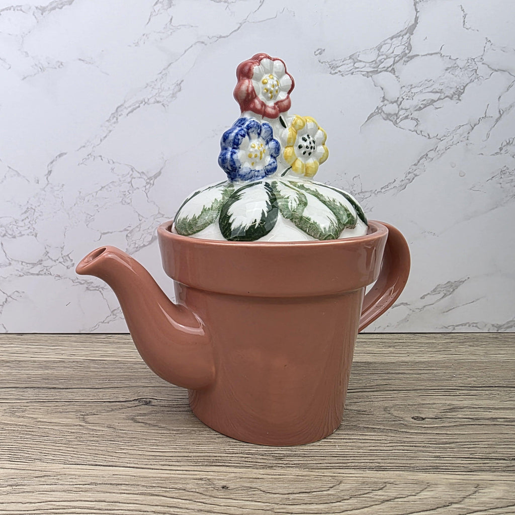 Vintage Planter Teapot With Lid, Price Kensington Made in England, Floral Ceramic Tea Pot