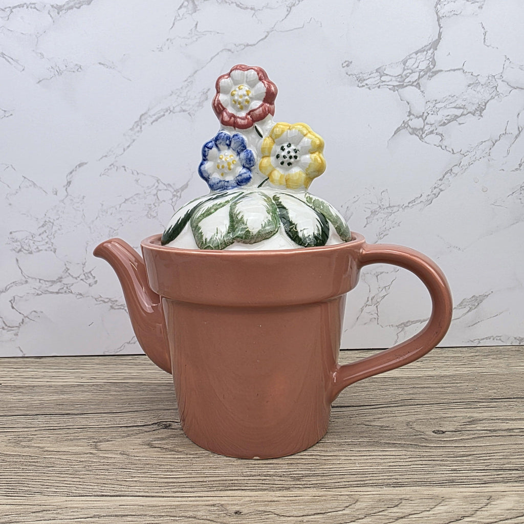 Vintage Planter Teapot With Lid, Price Kensington Made in England, Floral Ceramic Tea Pot